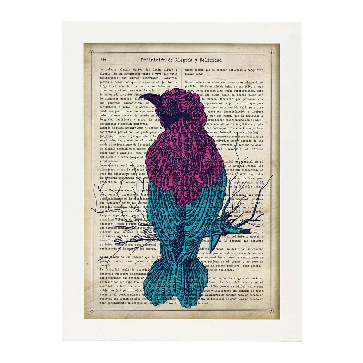 Poster de Colibri. Láminas de animales con definiciones. Regalo para los amantes de los animales.-Artwork-Nacnic-A3-Marco Blanco-Nacnic Estudio SL