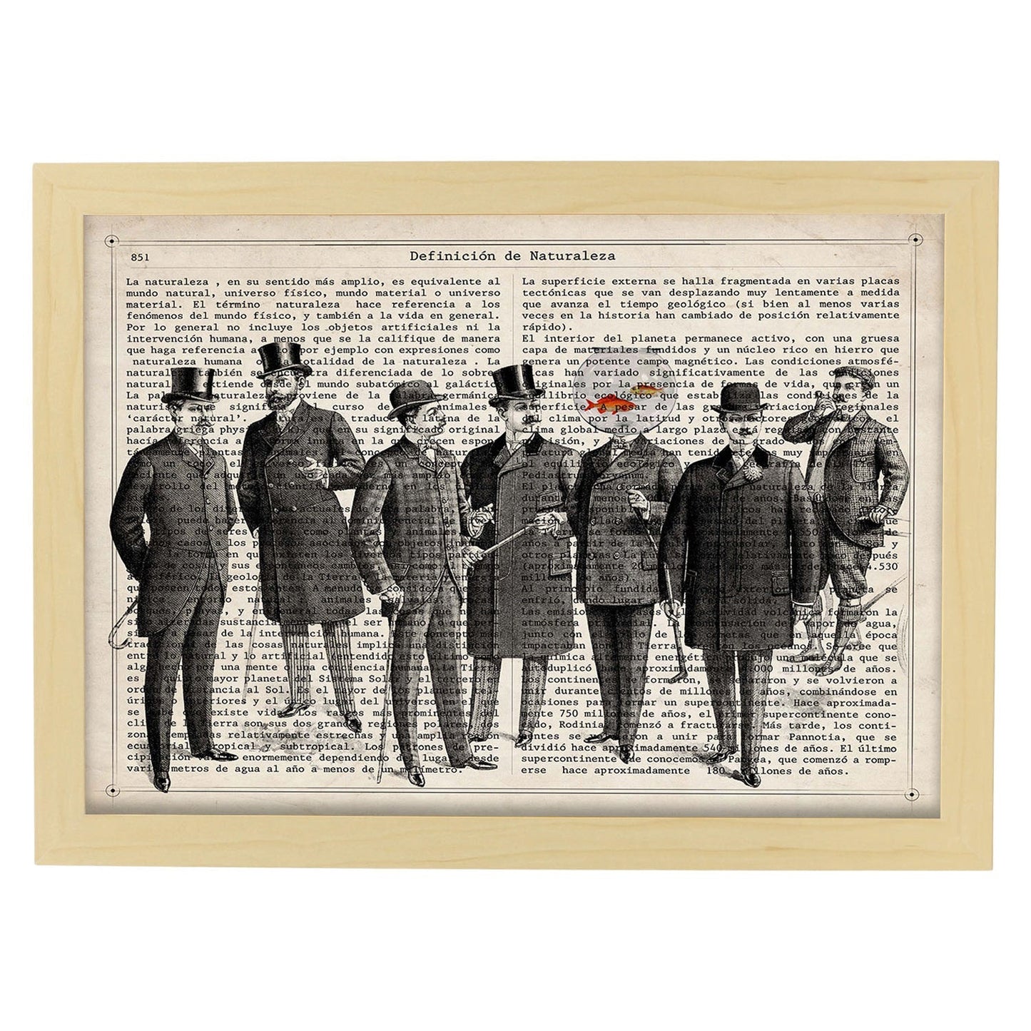 Poster de Conversación de peces. Láminas vintage con definiciones. Diseño de interiores.-Artwork-Nacnic-A4-Marco Madera clara-Nacnic Estudio SL