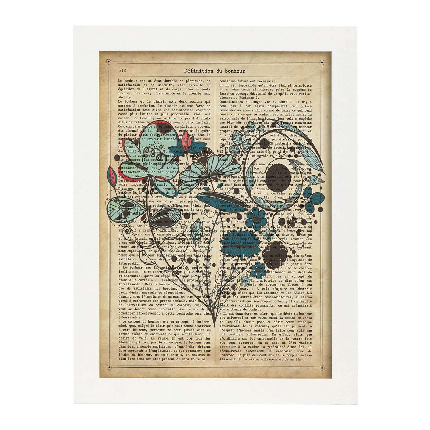 Poster de Corazon de flores azules. Láminas románticas de amor con definiciones. Ilustraciones para tu pareja, familia, mujer, ...-Artwork-Nacnic-Nacnic Estudio SL