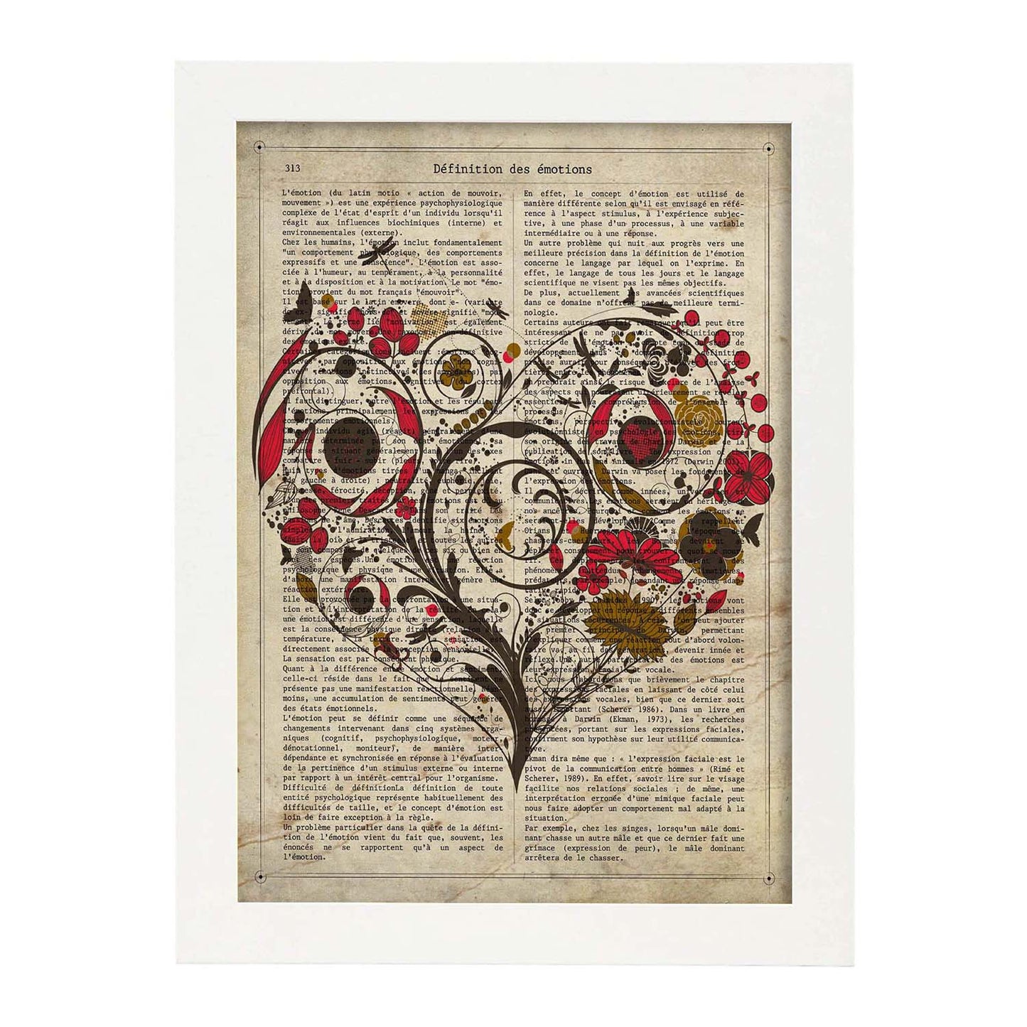 Poster de Corazon de flores rojas. Láminas románticas de amor con definiciones. Ilustraciones para tu pareja, familia, mujer, ...-Artwork-Nacnic-Nacnic Estudio SL