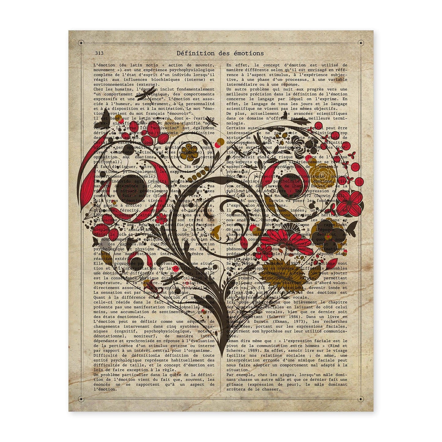 Poster de Corazon de flores rojas. Láminas románticas de amor con definiciones. Ilustraciones para tu pareja, familia, mujer, ...-Artwork-Nacnic-A4-Sin marco-Nacnic Estudio SL