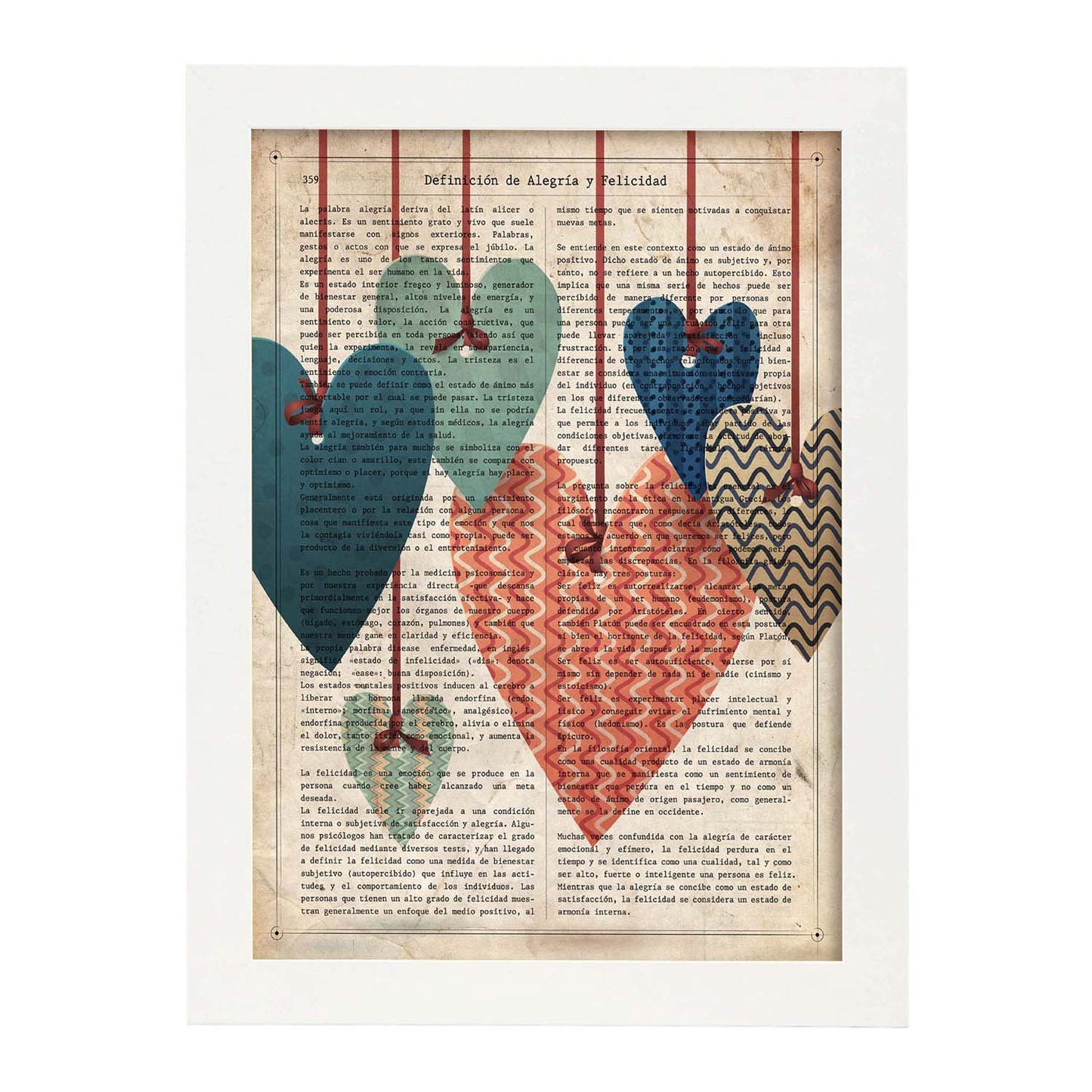 Poster de Corazones colgantes. Láminas románticas de amor con definiciones. Ilustraciones para tu pareja, familia, mujer, ...-Artwork-Nacnic-Nacnic Estudio SL