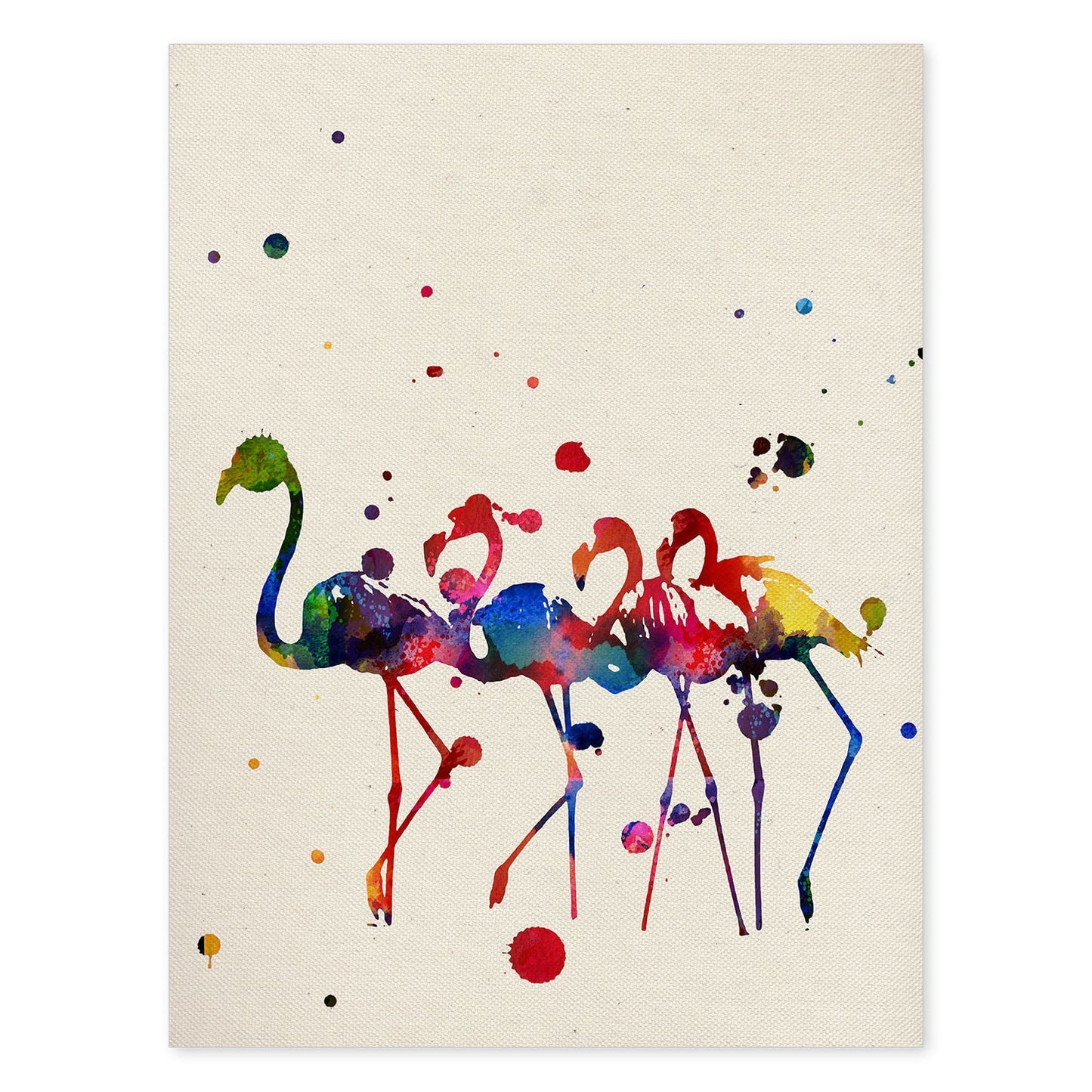 Poster de Cuatro Flamencos con diseño acuarela. Mix de láminas con estilo acuarela-Artwork-Nacnic-A4-Sin marco-Nacnic Estudio SL