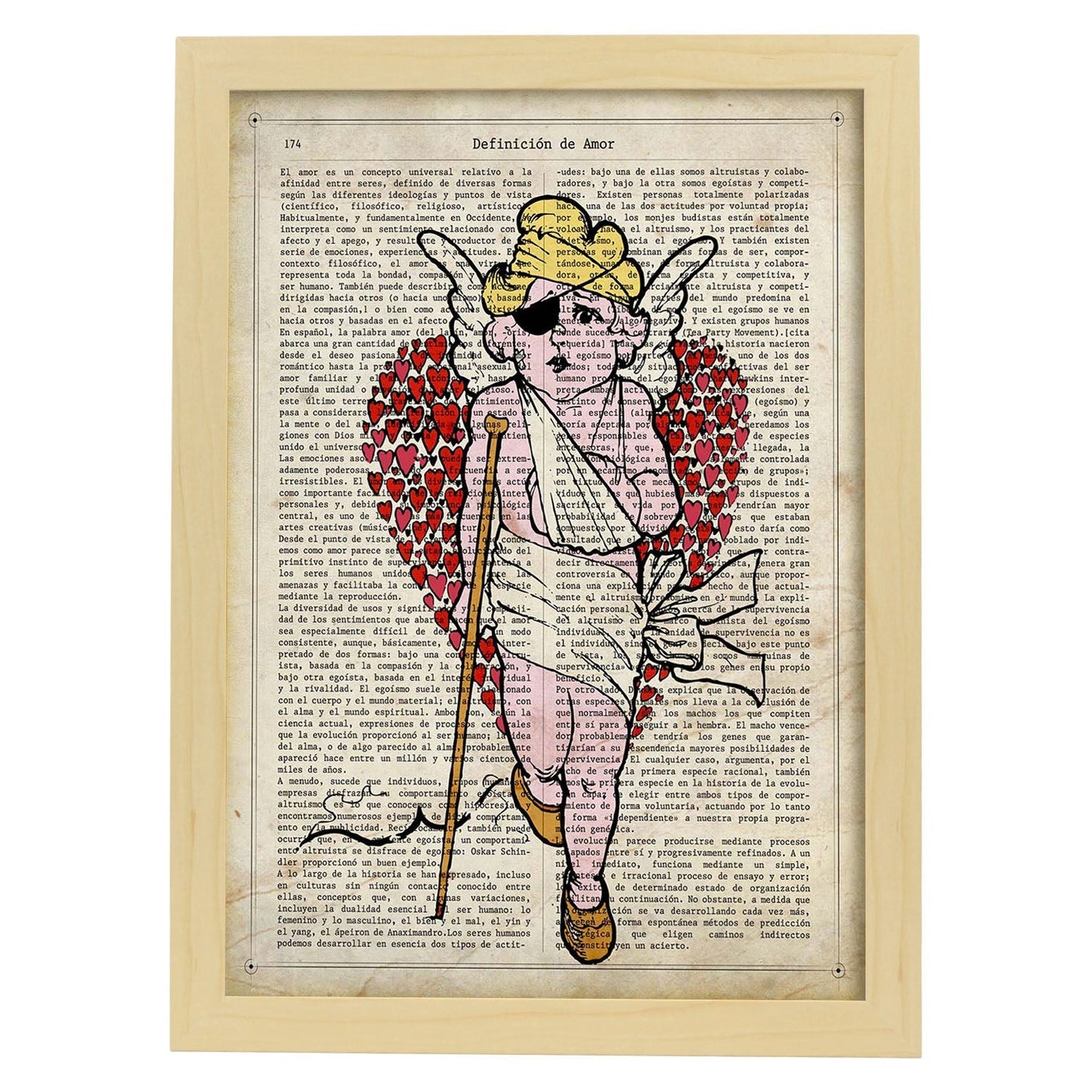 Poster de Cupido lisiado. Láminas románticas de amor con definiciones. Ilustraciones para tu pareja, familia, mujer, ...-Artwork-Nacnic-A3-Marco Madera clara-Nacnic Estudio SL