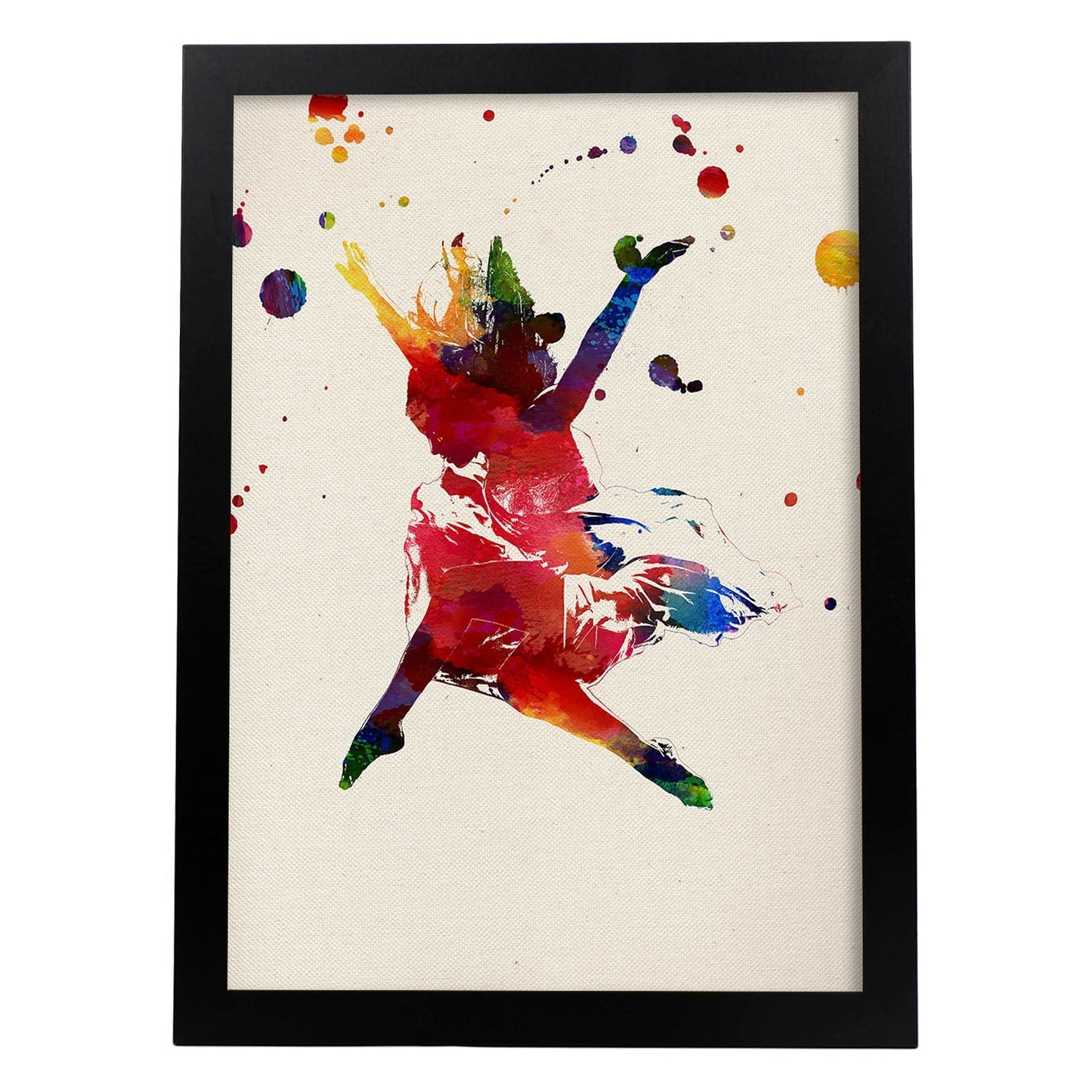 Poster de Danza con diseño acuarela. Mix de láminas con estilo acuarela-Artwork-Nacnic-A4-Marco Negro-Nacnic Estudio SL