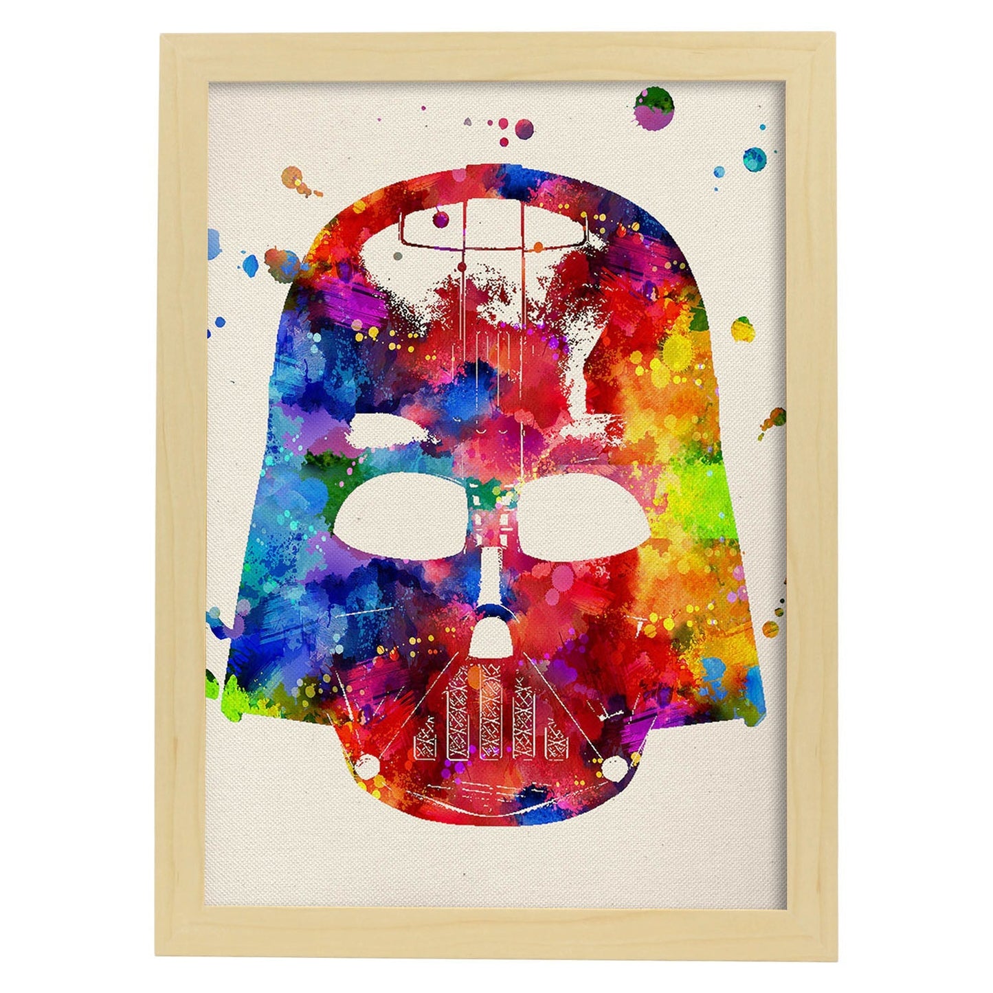 Poster de Darth vader estilo acuarela. Láminas de cine, películas, y actores. Posters de películas antiguas con estilo acuarela.-Artwork-Nacnic-A3-Marco Madera clara-Nacnic Estudio SL