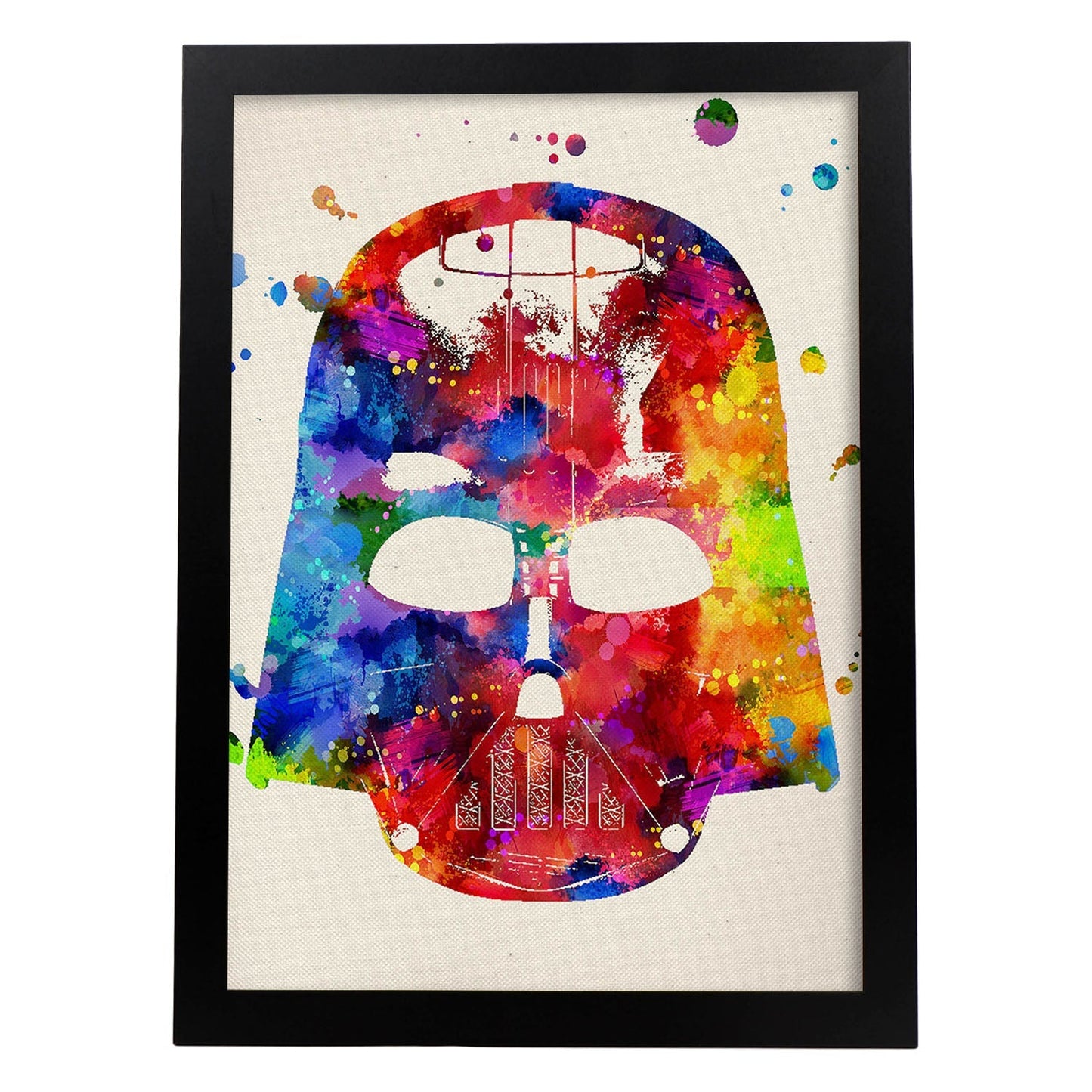 Poster de Darth vader estilo acuarela. Láminas de cine, películas, y actores. Posters de películas antiguas con estilo acuarela.-Artwork-Nacnic-A4-Marco Negro-Nacnic Estudio SL