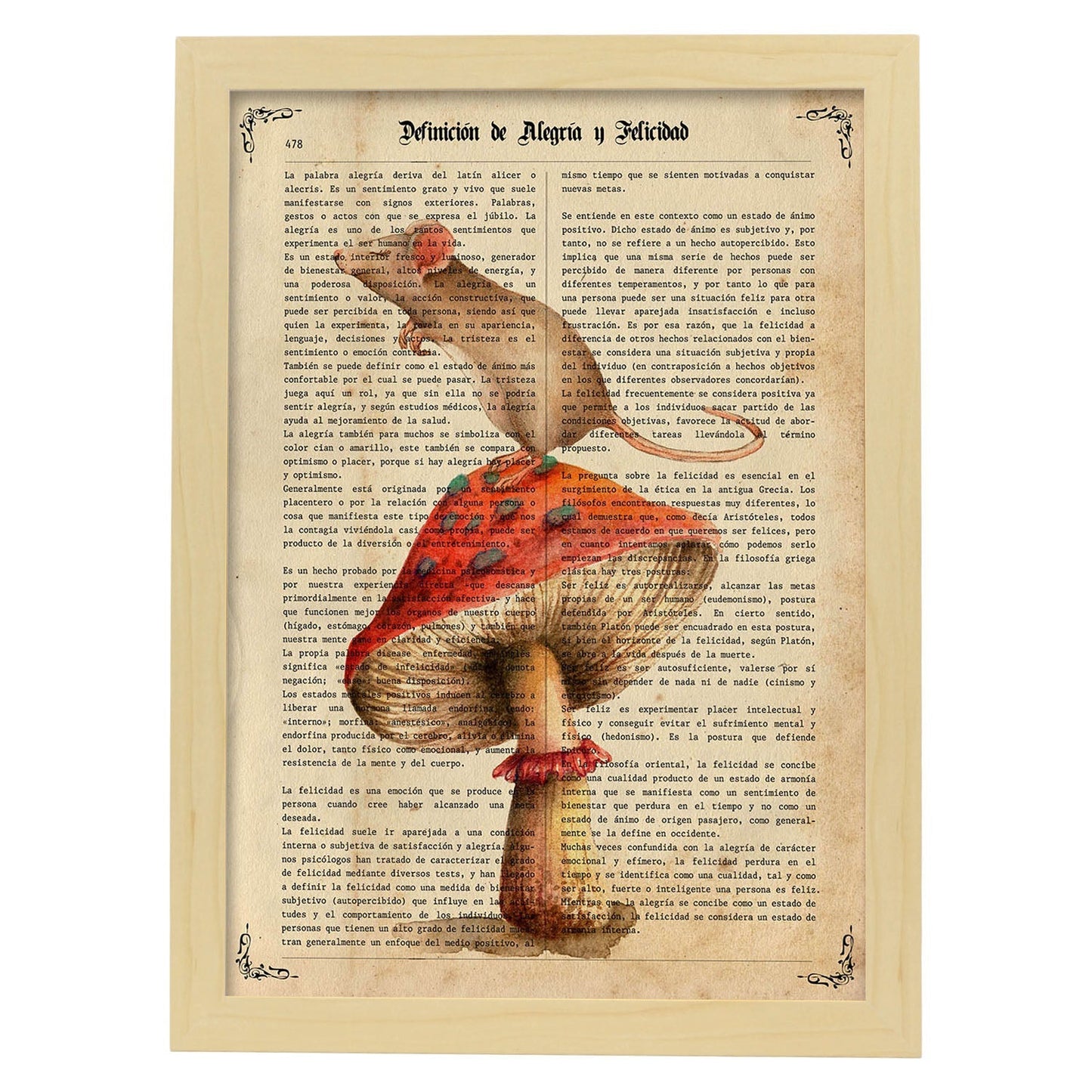 Poster de De Fábula con definición. Láminas de animales con texto y definición. Diseño de interiores basado en animales.-Artwork-Nacnic-A3-Marco Madera clara-Nacnic Estudio SL