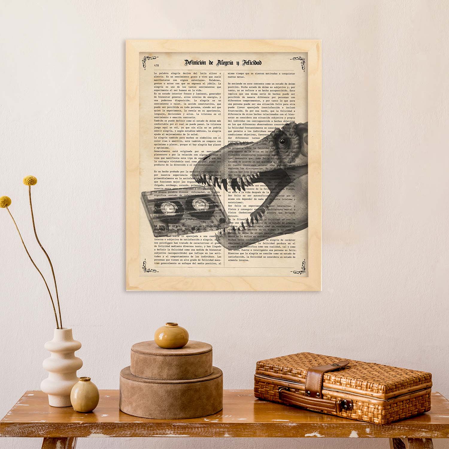 Poster de Dinosaurio con casete. Láminas de animales con definiciones. Regalo para los amantes de los animales.-Artwork-Nacnic-Nacnic Estudio SL