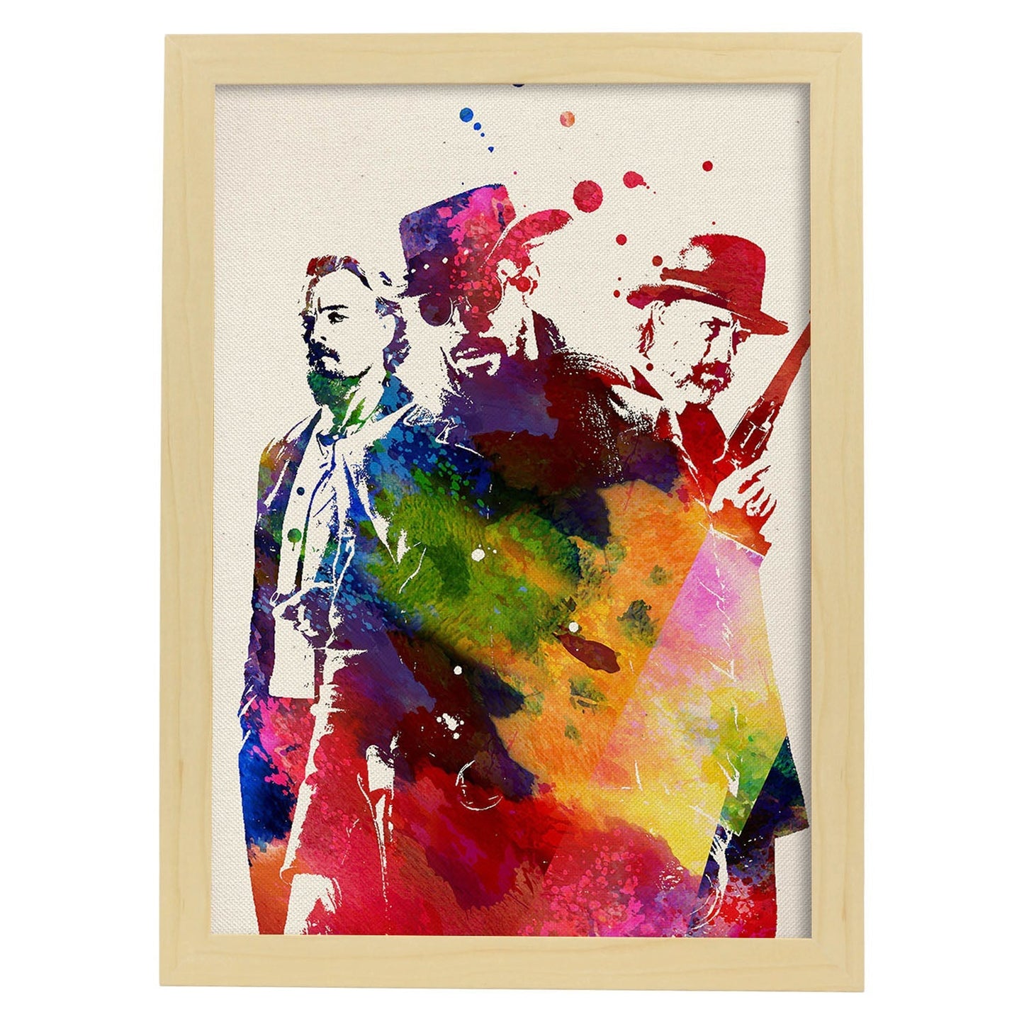Poster de Django. Láminas de cine, películas, y actores. Posters de películas antiguas con estilo acuarela.-Artwork-Nacnic-A4-Marco Madera clara-Nacnic Estudio SL
