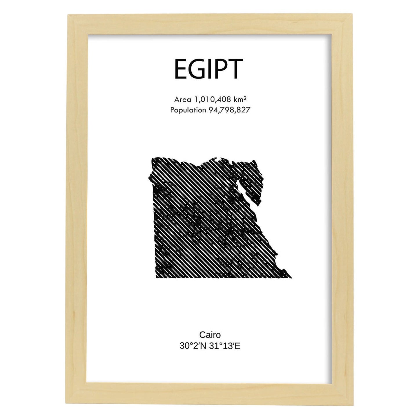 Poster de Egipto. Láminas de paises y continentes del mundo.-Artwork-Nacnic-A3-Marco Madera clara-Nacnic Estudio SL