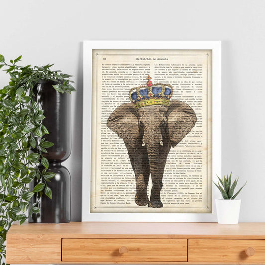 Poster de Elefante con corona. Láminas de elefantes con definiciones. Diseño con imágenes de elefantes y textos.-Artwork-Nacnic-Nacnic Estudio SL