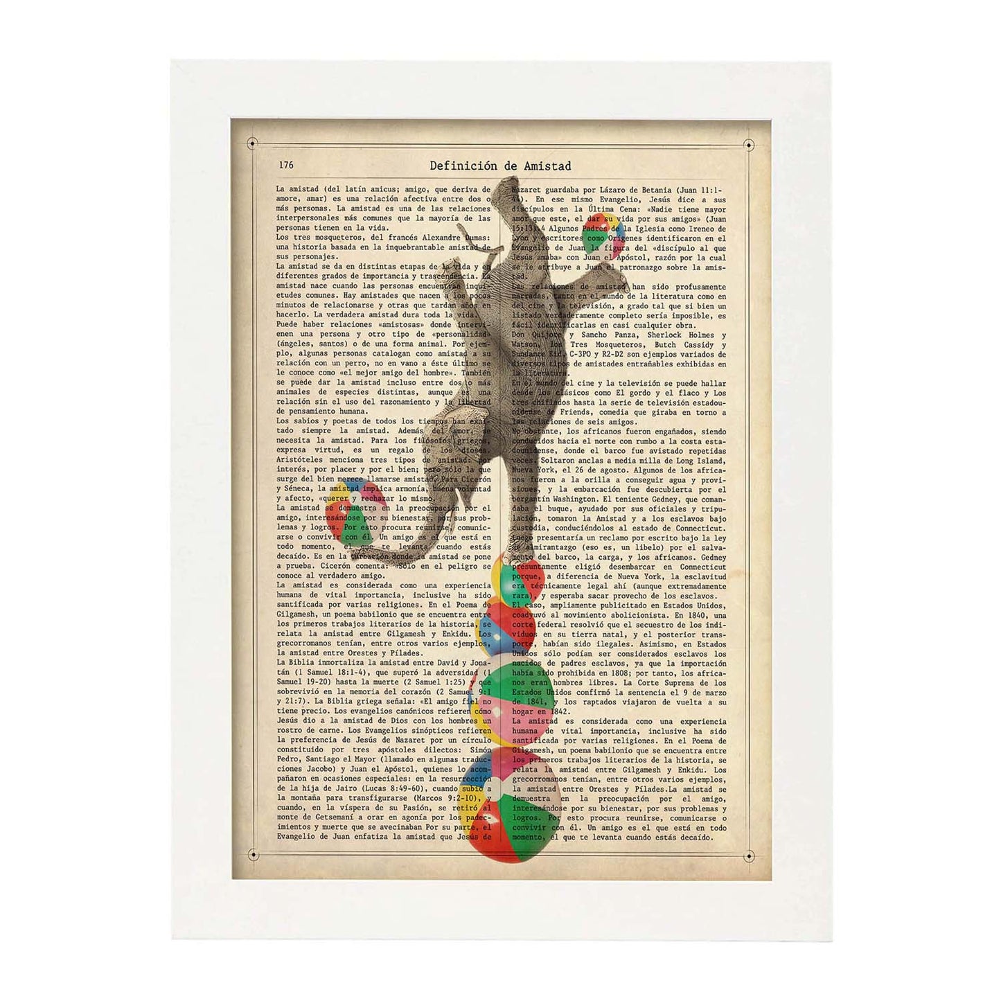 Poster de Elefante con pelotas. Láminas de elefantes con definiciones. Diseño con imágenes de elefantes y textos.-Artwork-Nacnic-A3-Marco Blanco-Nacnic Estudio SL