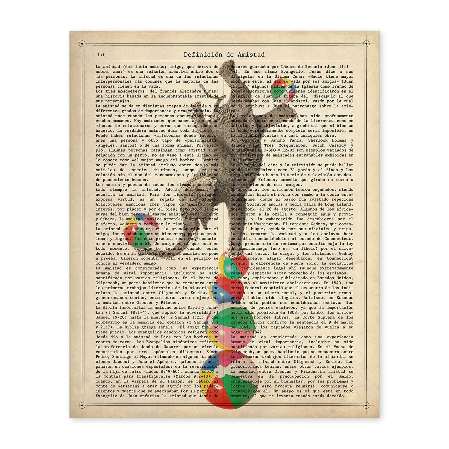 Poster de Elefante con pelotas. Láminas de elefantes con definiciones. Diseño con imágenes de elefantes y textos.-Artwork-Nacnic-A4-Sin marco-Nacnic Estudio SL