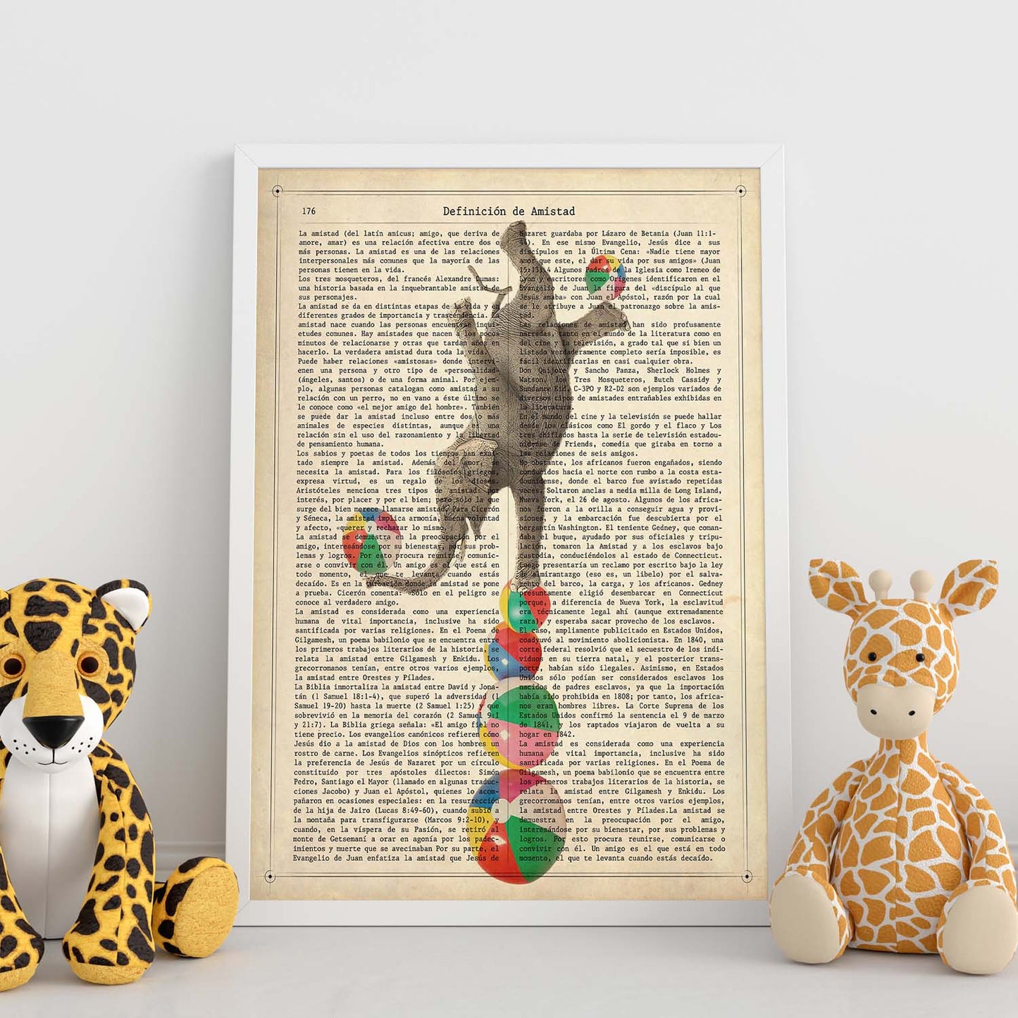 Poster de Elefante con pelotas. Láminas de elefantes con definiciones. Diseño con imágenes de elefantes y textos.-Artwork-Nacnic-Nacnic Estudio SL