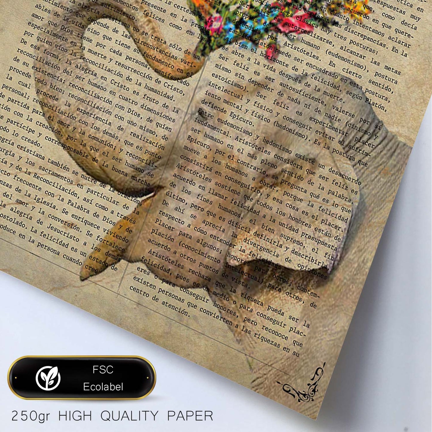 Poster de Elefante con ramo de flores. Láminas románticas de amor con definiciones. Ilustraciones para tu pareja, familia, mujer, ...-Artwork-Nacnic-Nacnic Estudio SL