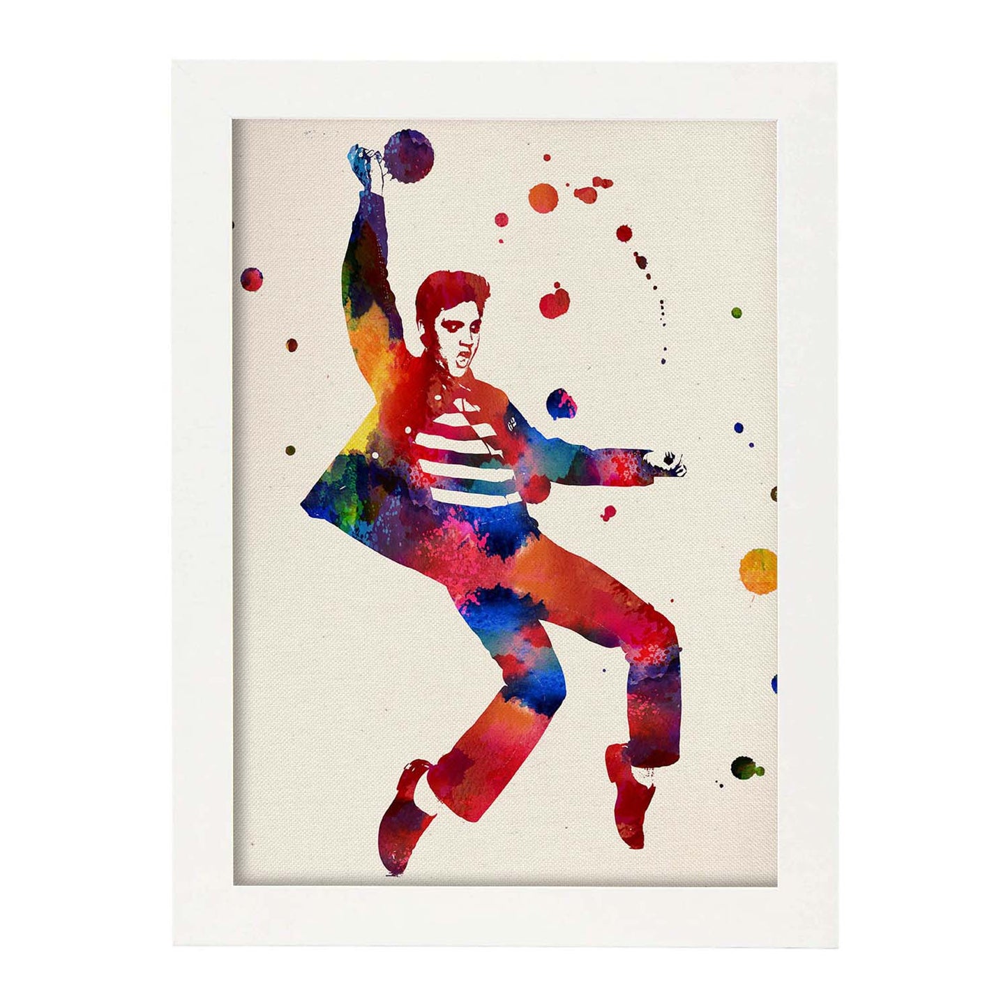 Poster de Elvis Presley con diseño acuarela. Mix de láminas con estilo acuarela-Artwork-Nacnic-A3-Marco Blanco-Nacnic Estudio SL