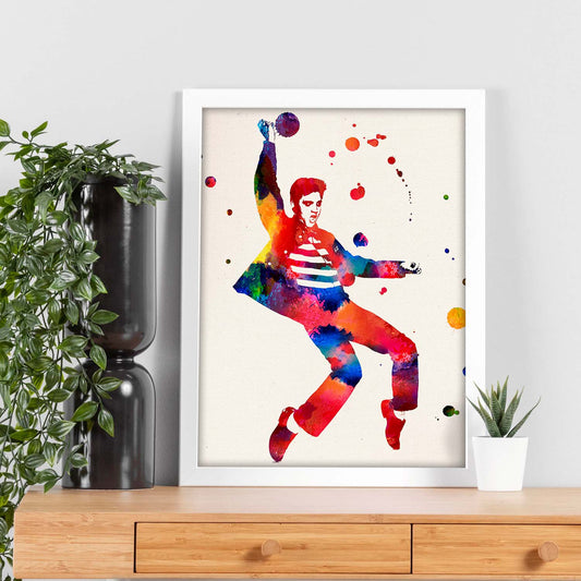 Poster de Elvis Presley con diseño acuarela. Mix de láminas con estilo acuarela-Artwork-Nacnic-Nacnic Estudio SL
