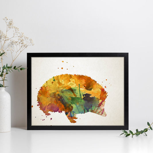 Poster de Erizo estilo acuarela. Láminas de animales con estilo acuarela-Artwork-Nacnic-Nacnic Estudio SL