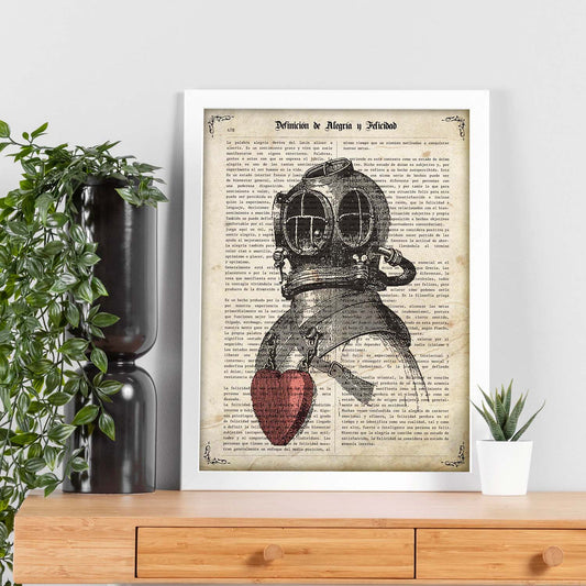 Poster de Escafandra enamorada.Láminas vintage para Posters con diseño vintage y definiciones.-Artwork-Nacnic-Nacnic Estudio SL