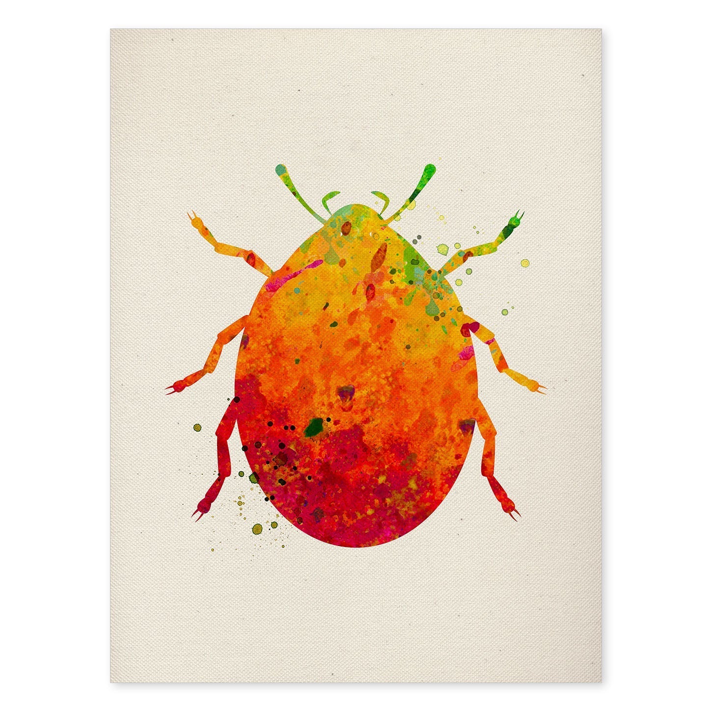 Poster de Escarabajo con diseño acuarela. Mix de láminas con estilo acuarela-Artwork-Nacnic-A4-Sin marco-Nacnic Estudio SL