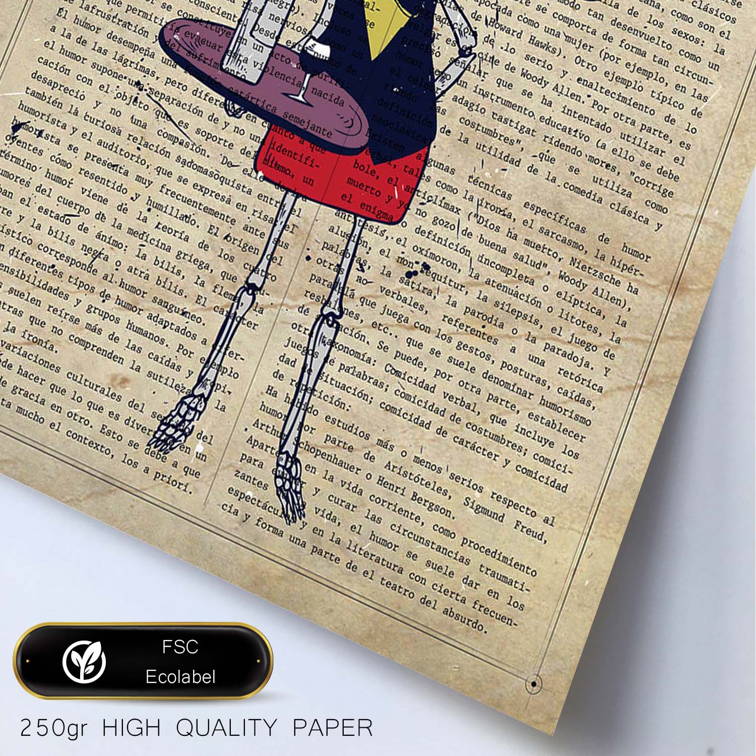 Poster de Esqueleto camarero. Láminas de calaveras. Decoración de hogar.-Artwork-Nacnic-Nacnic Estudio SL