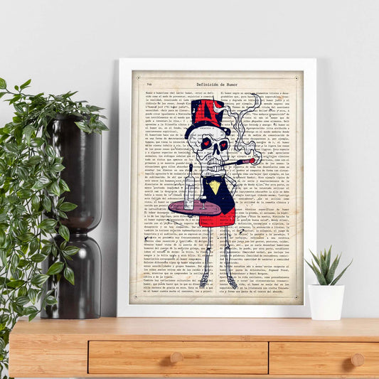 Poster de Esqueleto camarero. Láminas de calaveras. Decoración de hogar.-Artwork-Nacnic-Nacnic Estudio SL