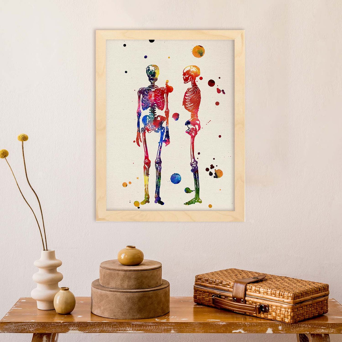 Poster de Esqueletos con diseño acuarela. Mix de láminas con estilo acuarela-Artwork-Nacnic-Nacnic Estudio SL