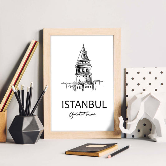 Poster de Estambul - Torre galata. Láminas con monumentos de ciudades.-Artwork-Nacnic-Nacnic Estudio SL