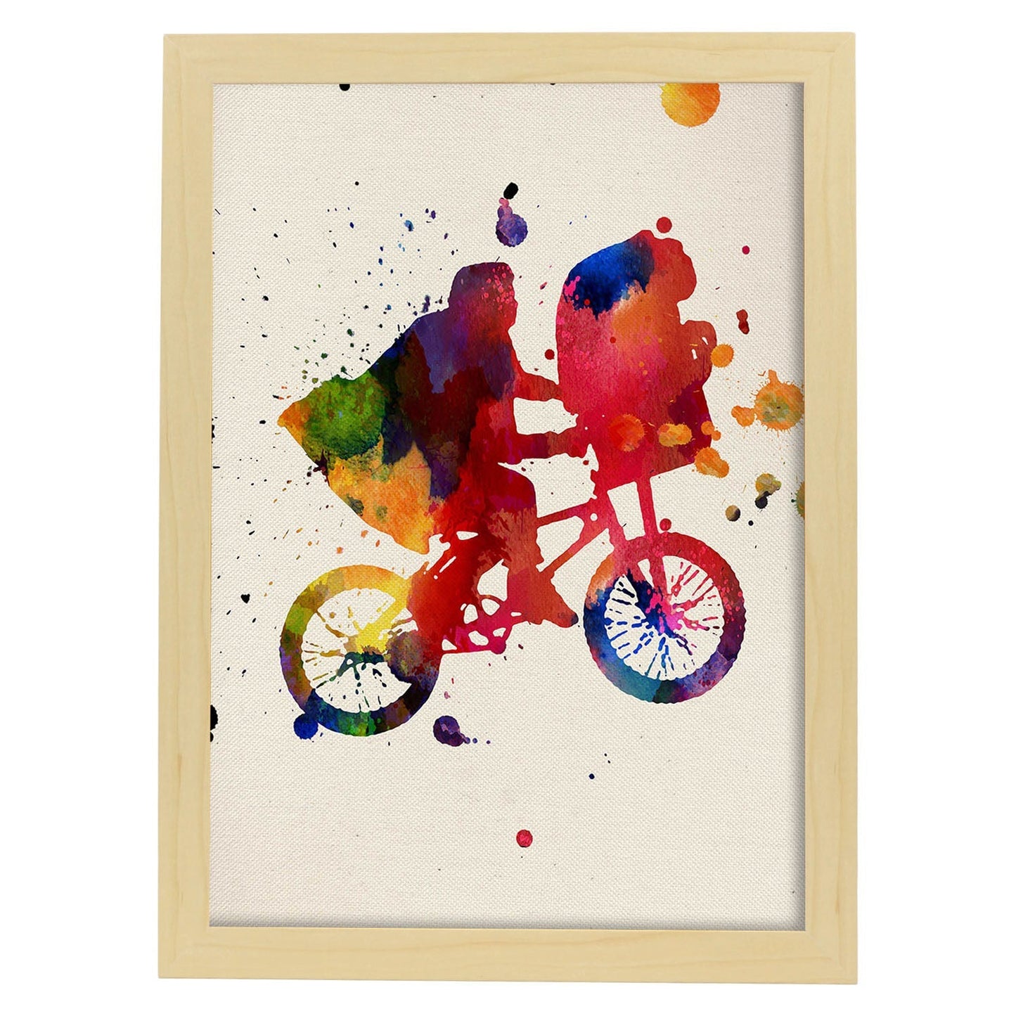 Poster de ET con diseño acuarela. Mix de láminas con estilo acuarela-Artwork-Nacnic-A4-Marco Madera clara-Nacnic Estudio SL