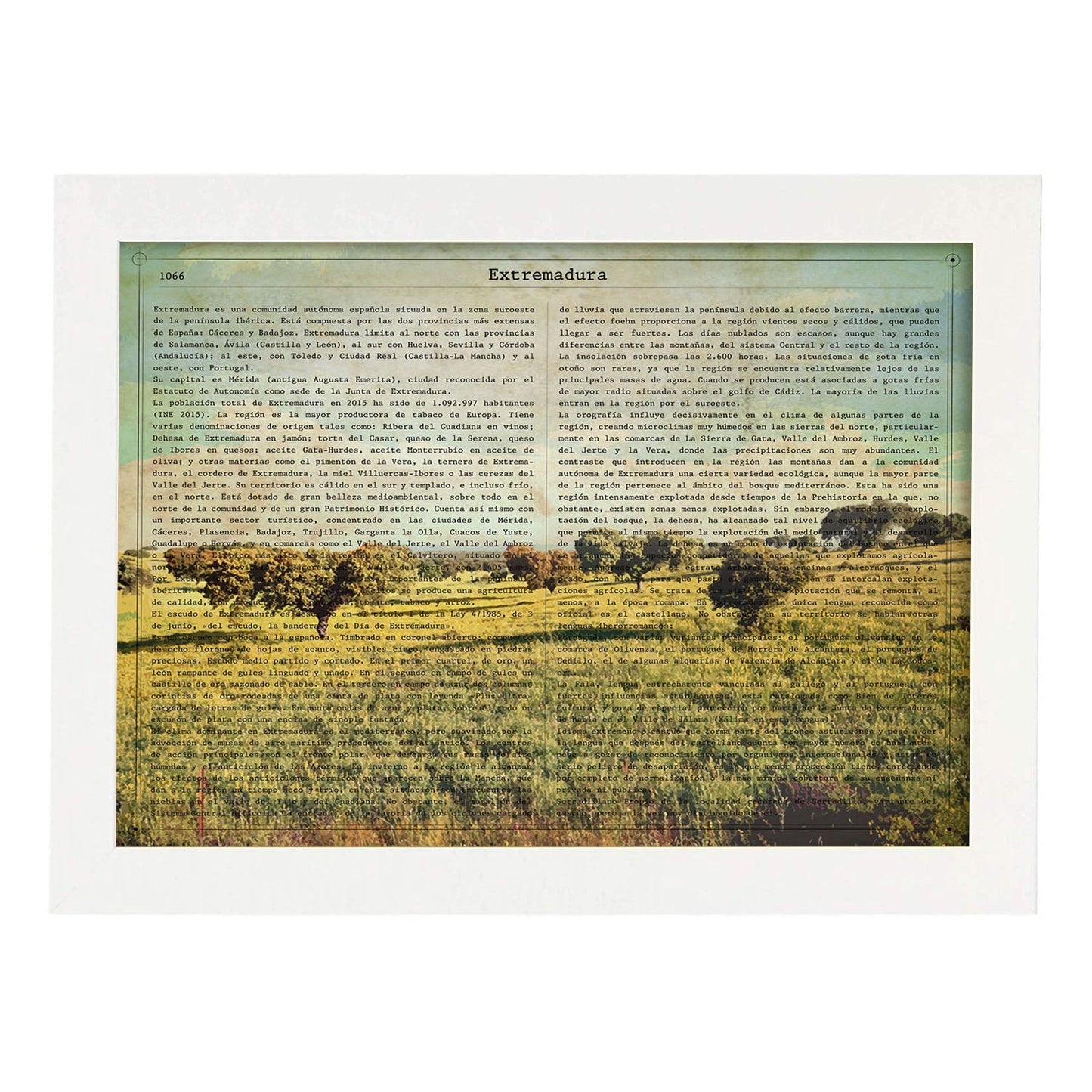 Poster de Extremadura. Láminas de comunidades autónomas de España.-Artwork-Nacnic-A3-Marco Blanco-Nacnic Estudio SL