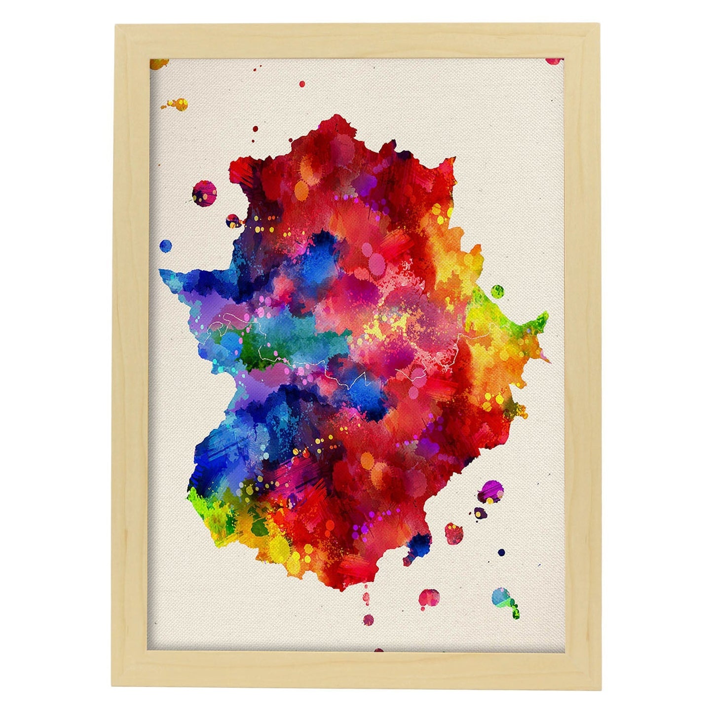 Poster de Extremadura. Láminas e ilustraciones de ciudades, comunidades, y mapas de España.-Artwork-Nacnic-A3-Marco Madera clara-Nacnic Estudio SL