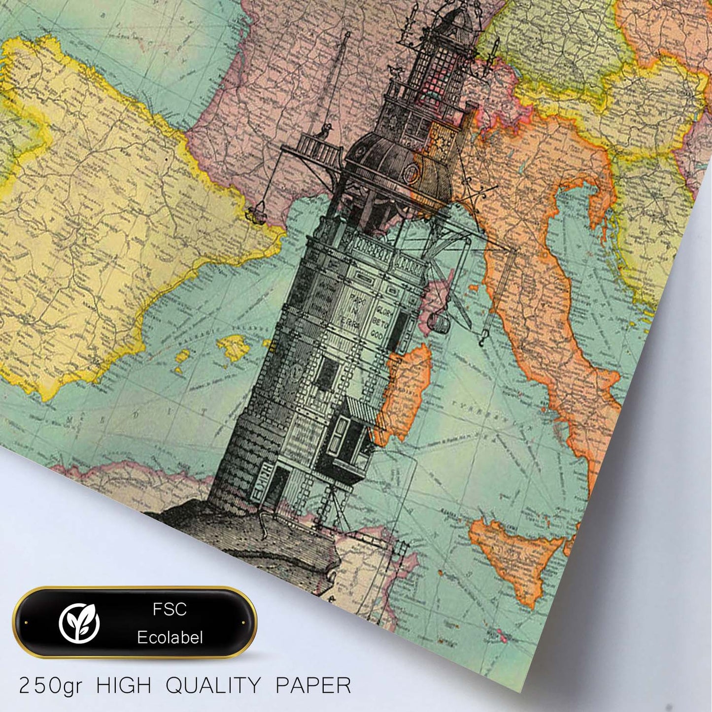 Poster de Faro en Africa. Láminas de mapas del mundo. Decoración con mapas e imágenes vintage.-Artwork-Nacnic-Nacnic Estudio SL