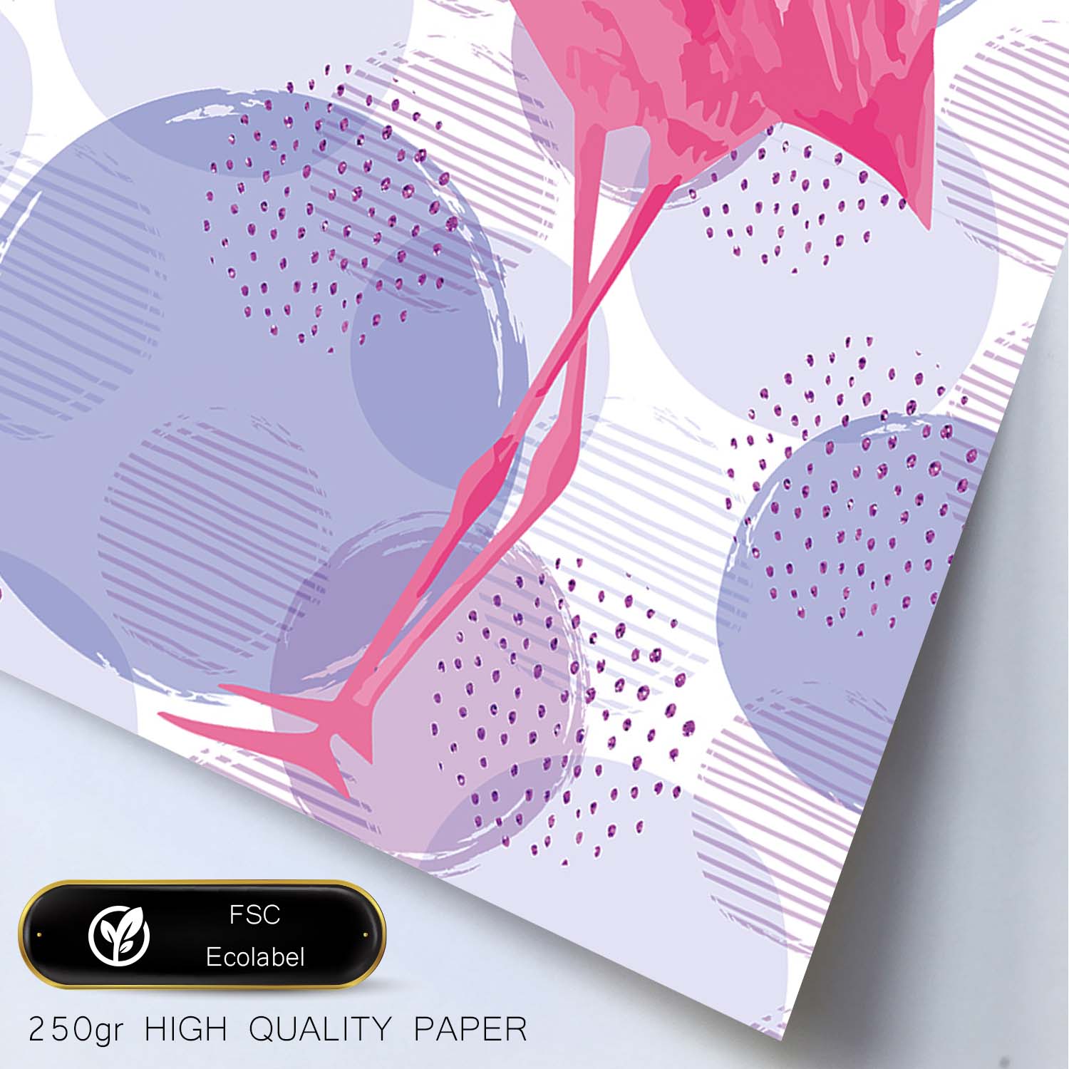 Poster de flamencos. Lámina Flamenco dulce con imágenes de flamencos sobre fondo colorido. Posters de aves con diseño.-Artwork-Nacnic-Nacnic Estudio SL