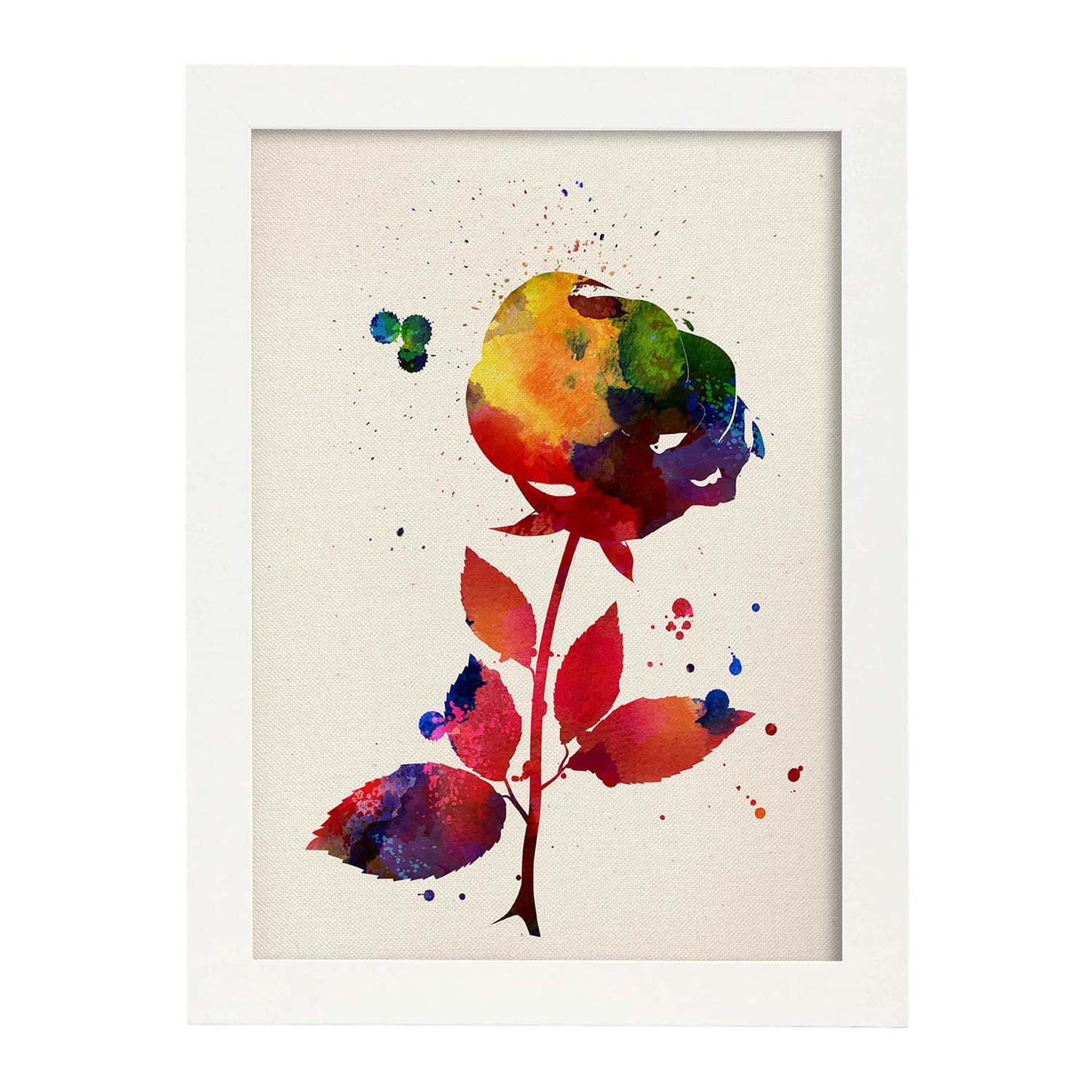 Poster de Flor con diseño acuarela. Mix de láminas con estilo acuarela-Artwork-Nacnic-A3-Marco Blanco-Nacnic Estudio SL