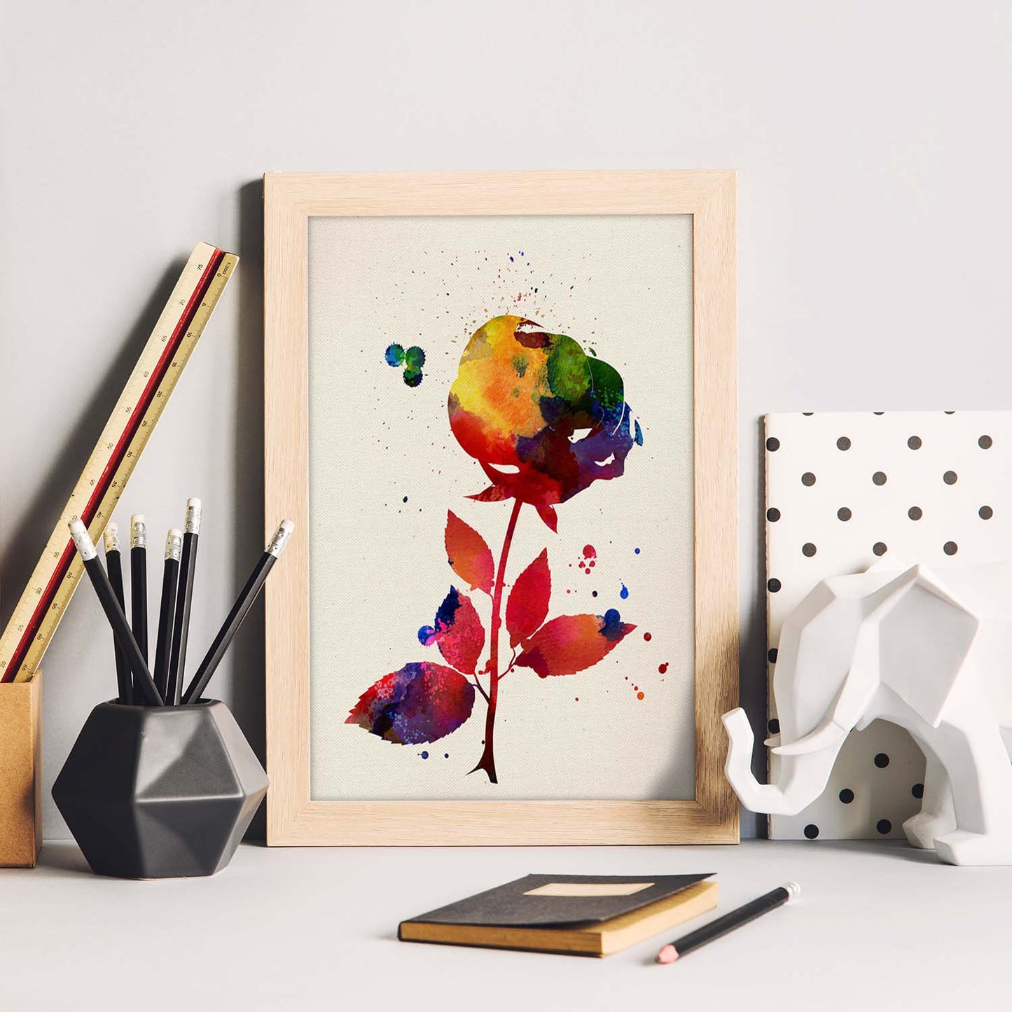 Poster de Flor con diseño acuarela. Mix de láminas con estilo acuarela-Artwork-Nacnic-Nacnic Estudio SL