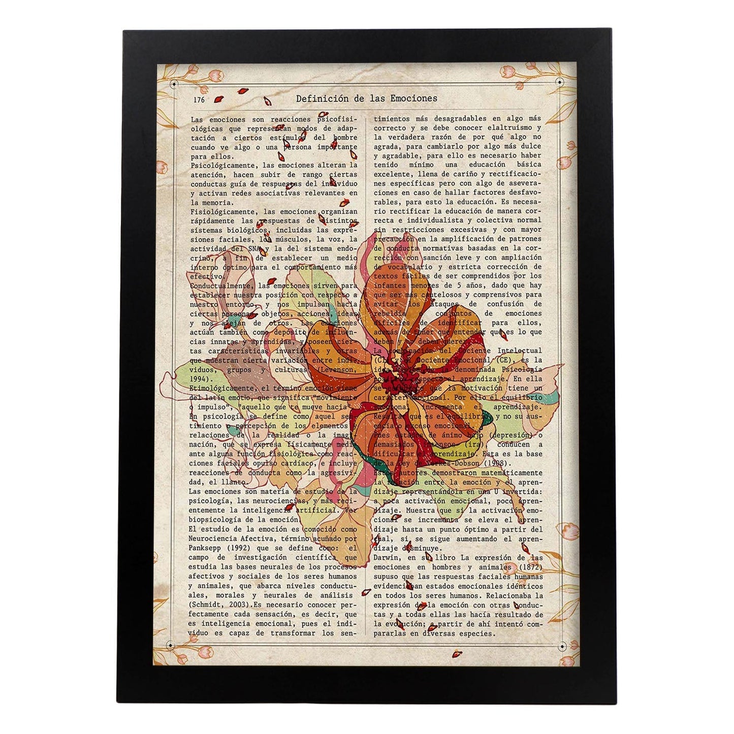 Poster de Flores naranjas. Láminas de flores diseñadas con estilo antiguo. Diseño de botánica y plantas.-Artwork-Nacnic-A4-Marco Negro-Nacnic Estudio SL