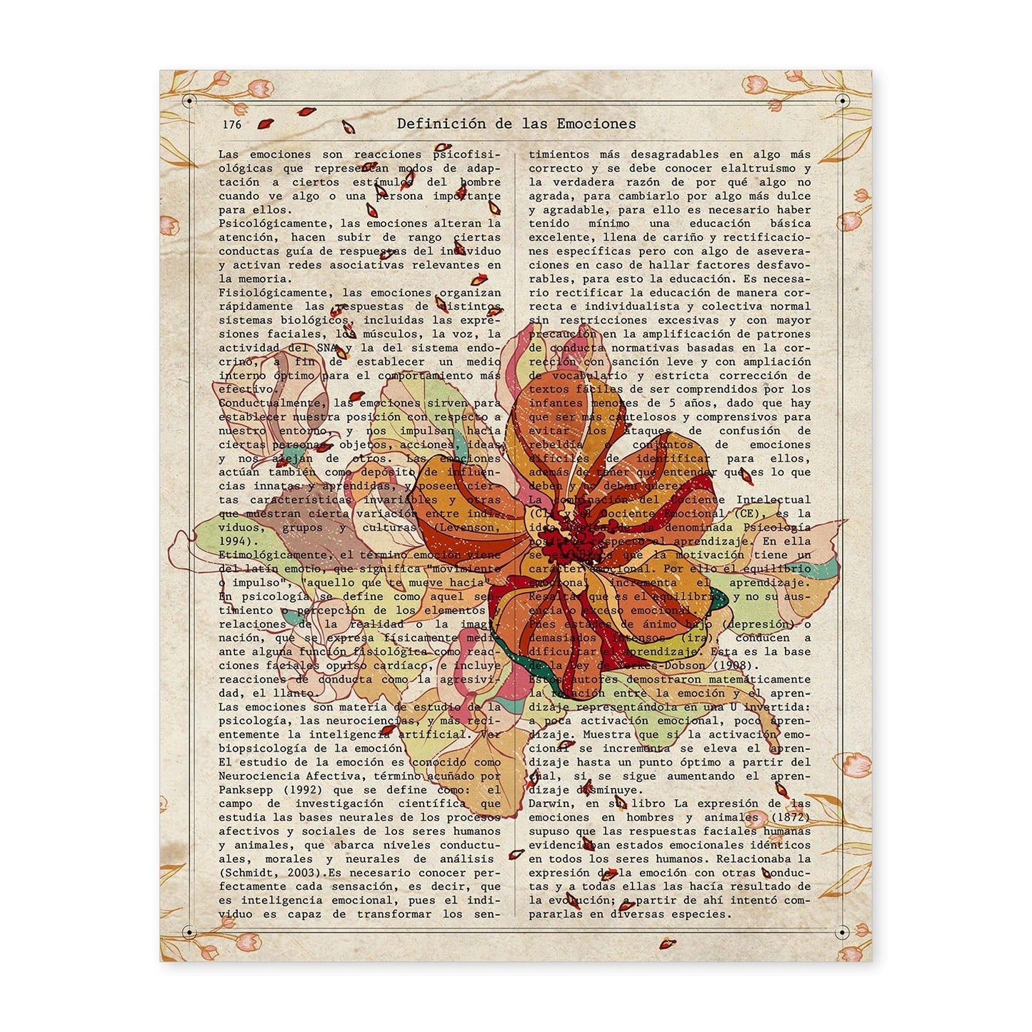 Poster de Flores naranjas. Láminas de flores diseñadas con estilo antiguo. Diseño de botánica y plantas.-Artwork-Nacnic-A4-Sin marco-Nacnic Estudio SL