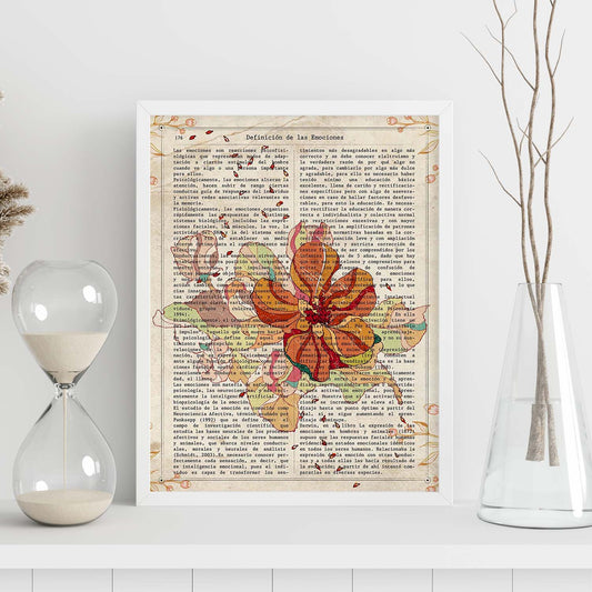 Poster de Flores naranjas. Láminas de flores diseñadas con estilo antiguo. Diseño de botánica y plantas.-Artwork-Nacnic-Nacnic Estudio SL