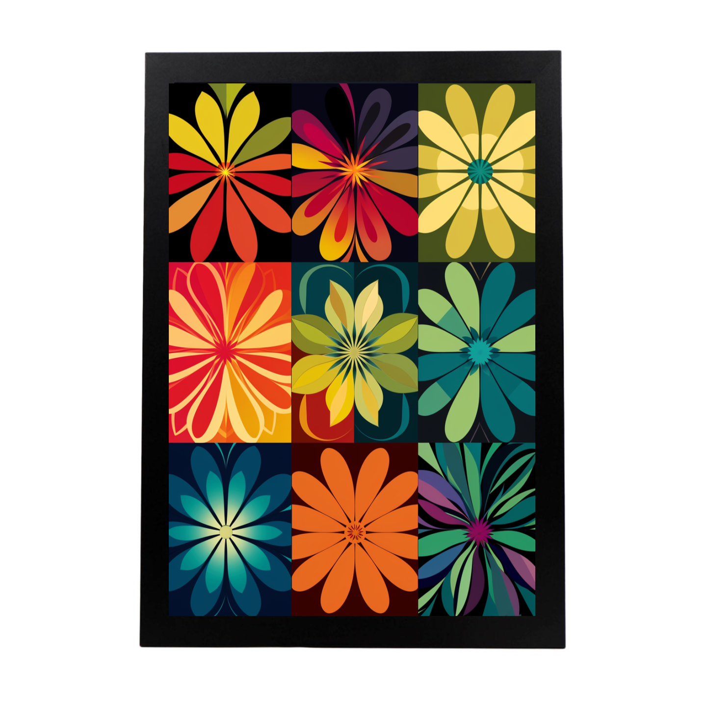 Póster de Flores Repetidas en Colores con Opciones de Marcos