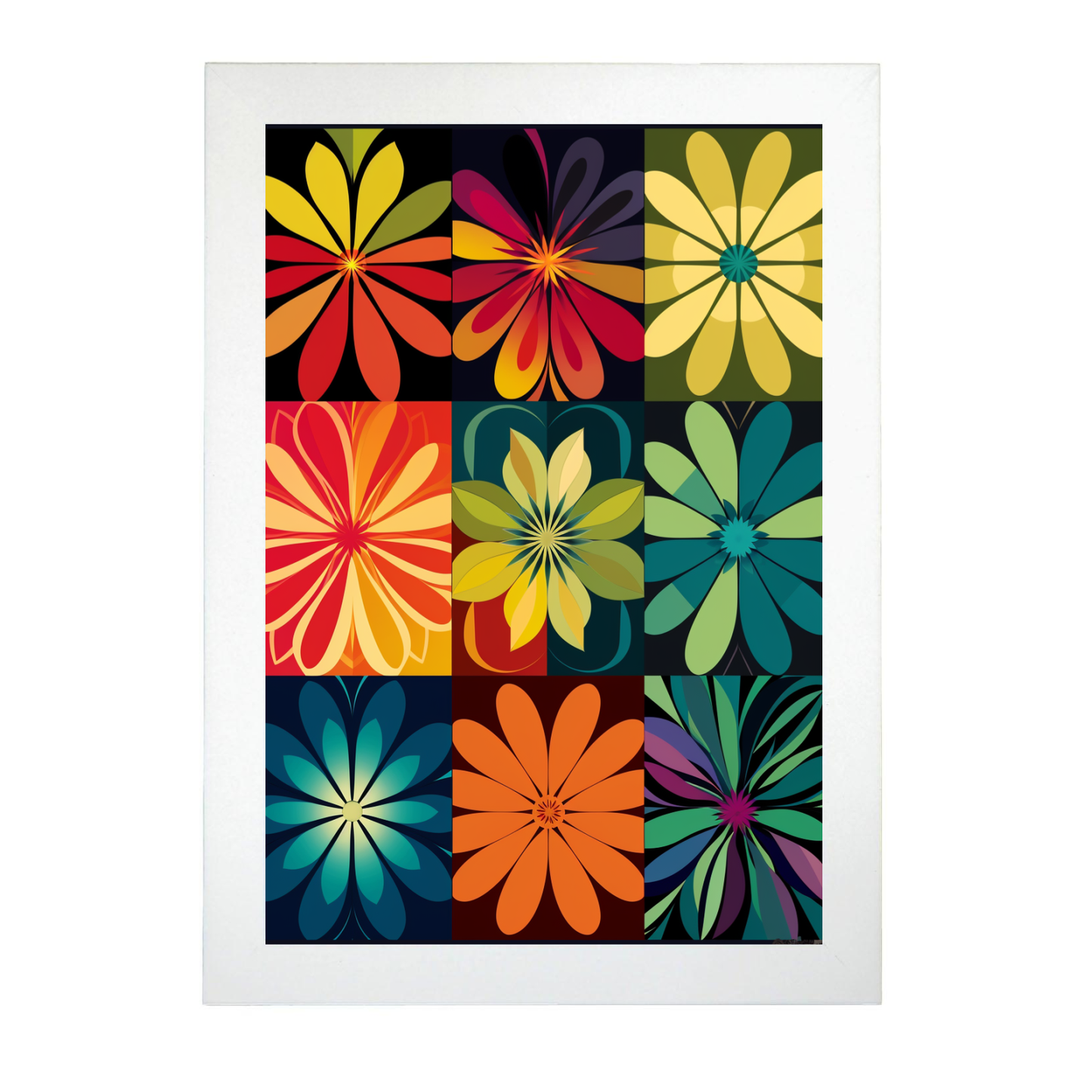Póster de Flores Repetidas en Colores con Opciones de Marcos
