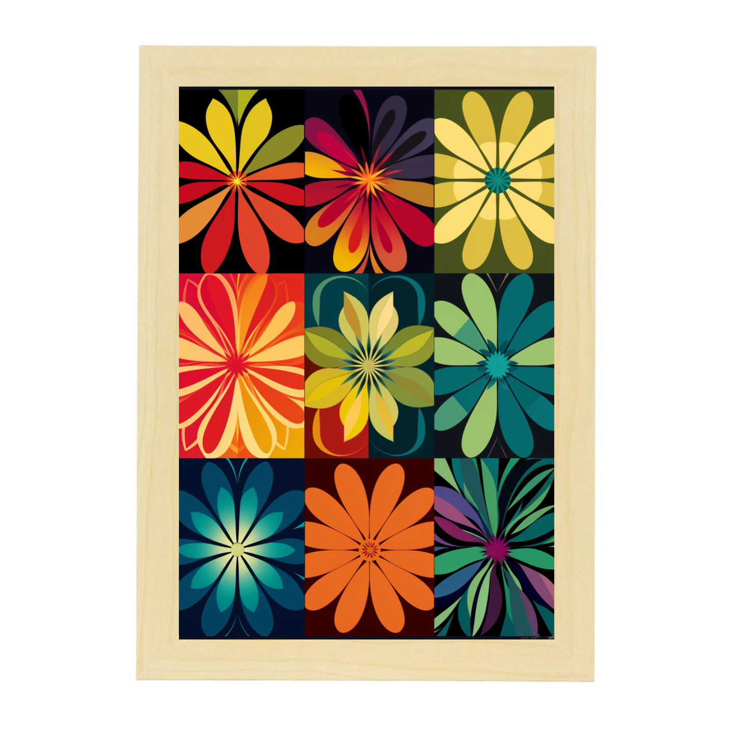 Póster de Flores Repetidas en Colores con Opciones de Marcos
