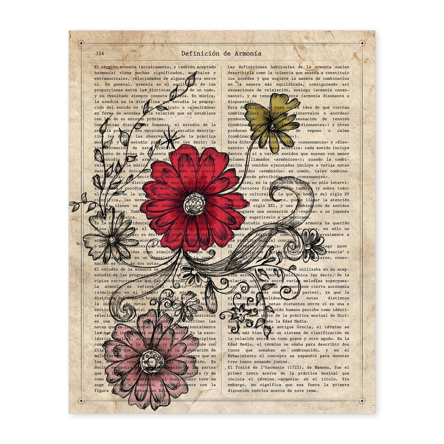 Poster de Flores roja y rosa. Láminas de flores diseñadas con estilo antiguo. Diseño de botánica y plantas.-Artwork-Nacnic-A4-Sin marco-Nacnic Estudio SL