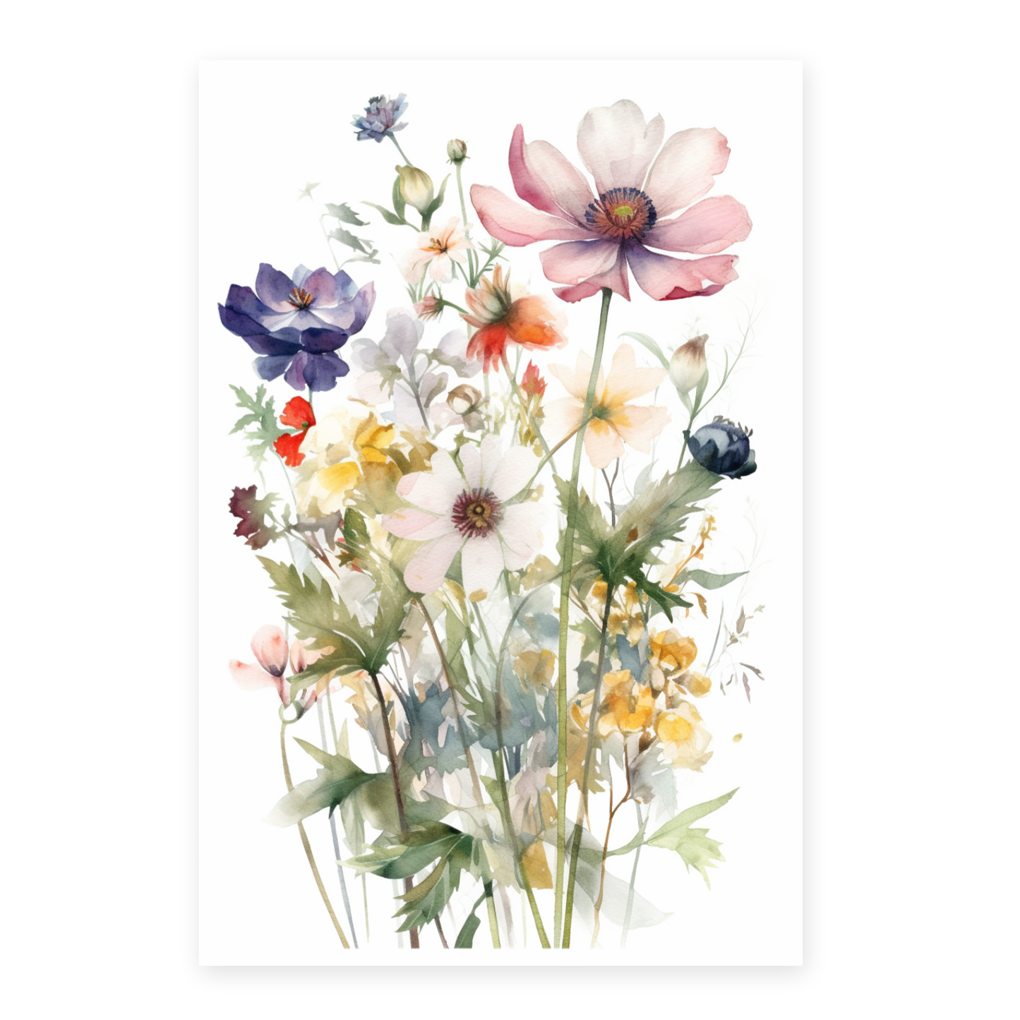 Póster Acuarela de Flores Silvestres