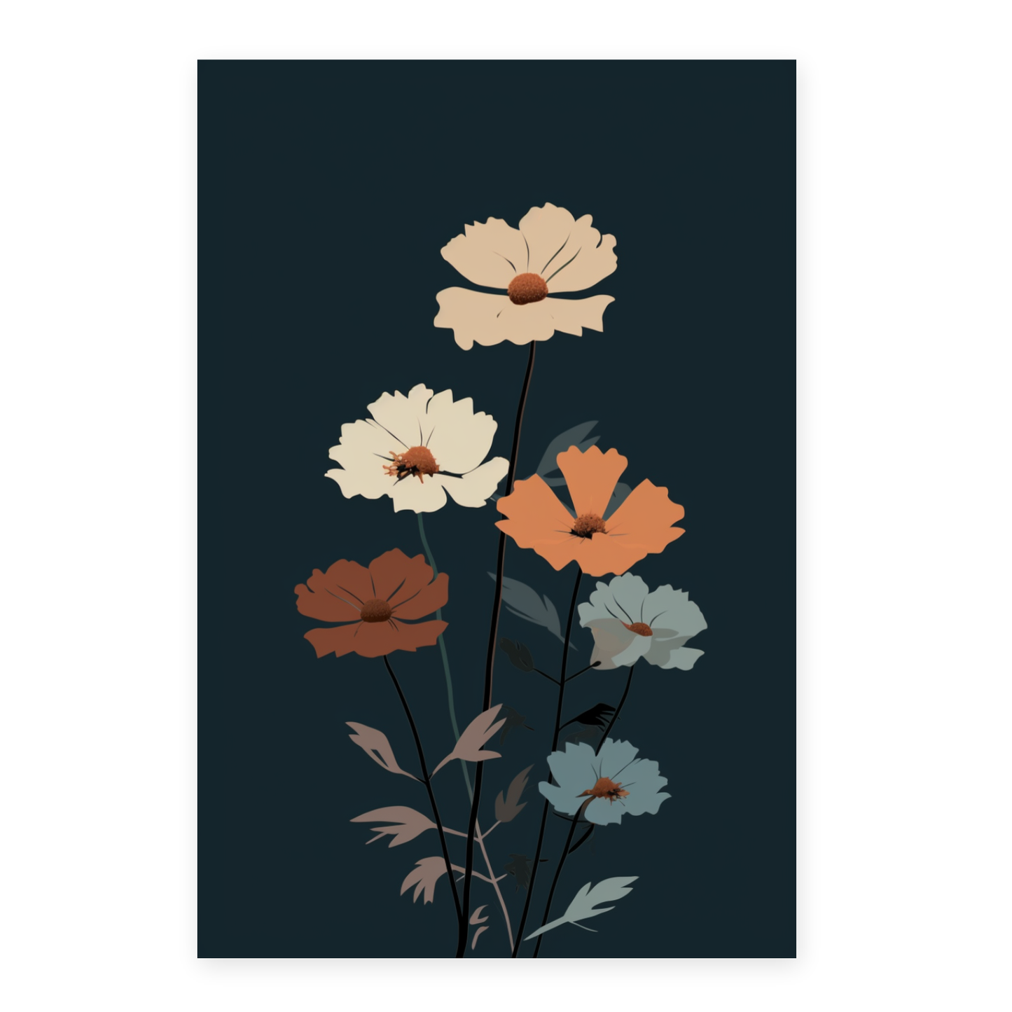 Lámina de Flores Simples en Diversos Marcos
