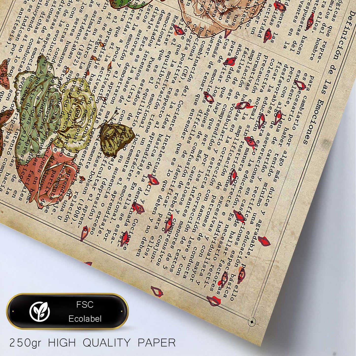 Poster de Flores y mariposas. Láminas de flores diseñadas con estilo antiguo. Diseño de botánica y plantas.-Artwork-Nacnic-Nacnic Estudio SL