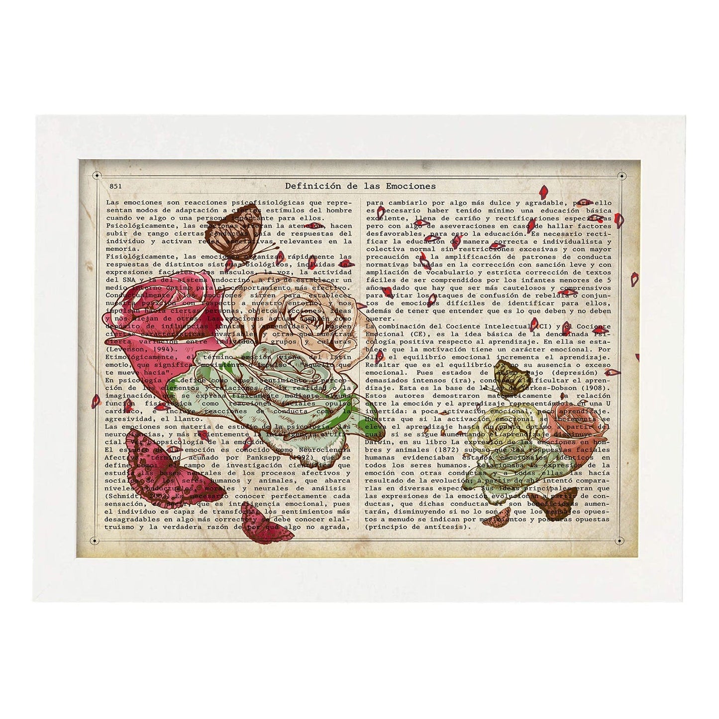Poster de Flores y mariposas. Láminas de flores diseñadas con estilo antiguo. Diseño de botánica y plantas.-Artwork-Nacnic-A3-Marco Blanco-Nacnic Estudio SL