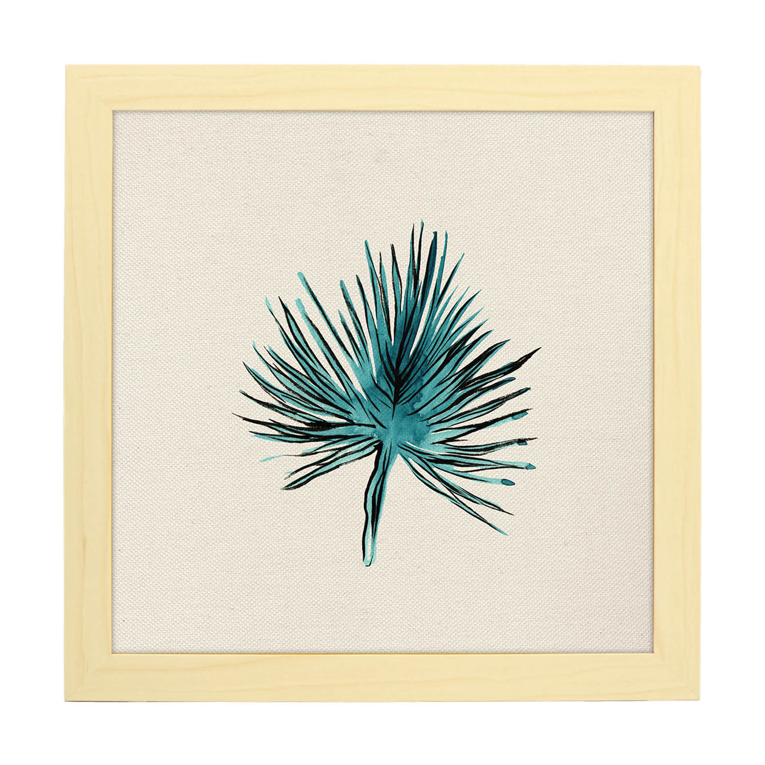 Poster de flores y naturaleza. Lámina cuadrada Azul verdoso, ilustrada con dibujos a color.-Artwork-Nacnic-20x20 cm-Marco Madera clara-Nacnic Estudio SL