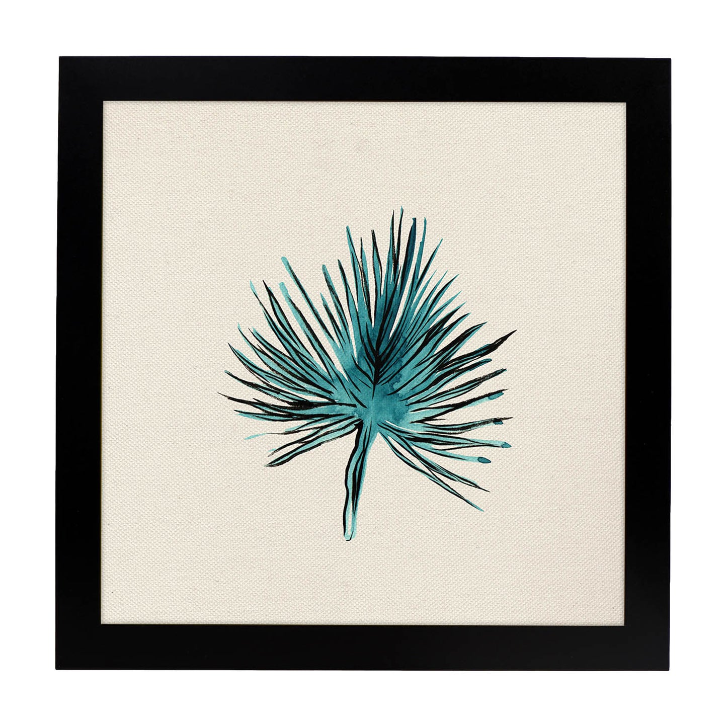 Poster de flores y naturaleza. Lámina cuadrada Azul verdoso, ilustrada con dibujos a color.-Artwork-Nacnic-25x25 cm-Marco Negro-Nacnic Estudio SL