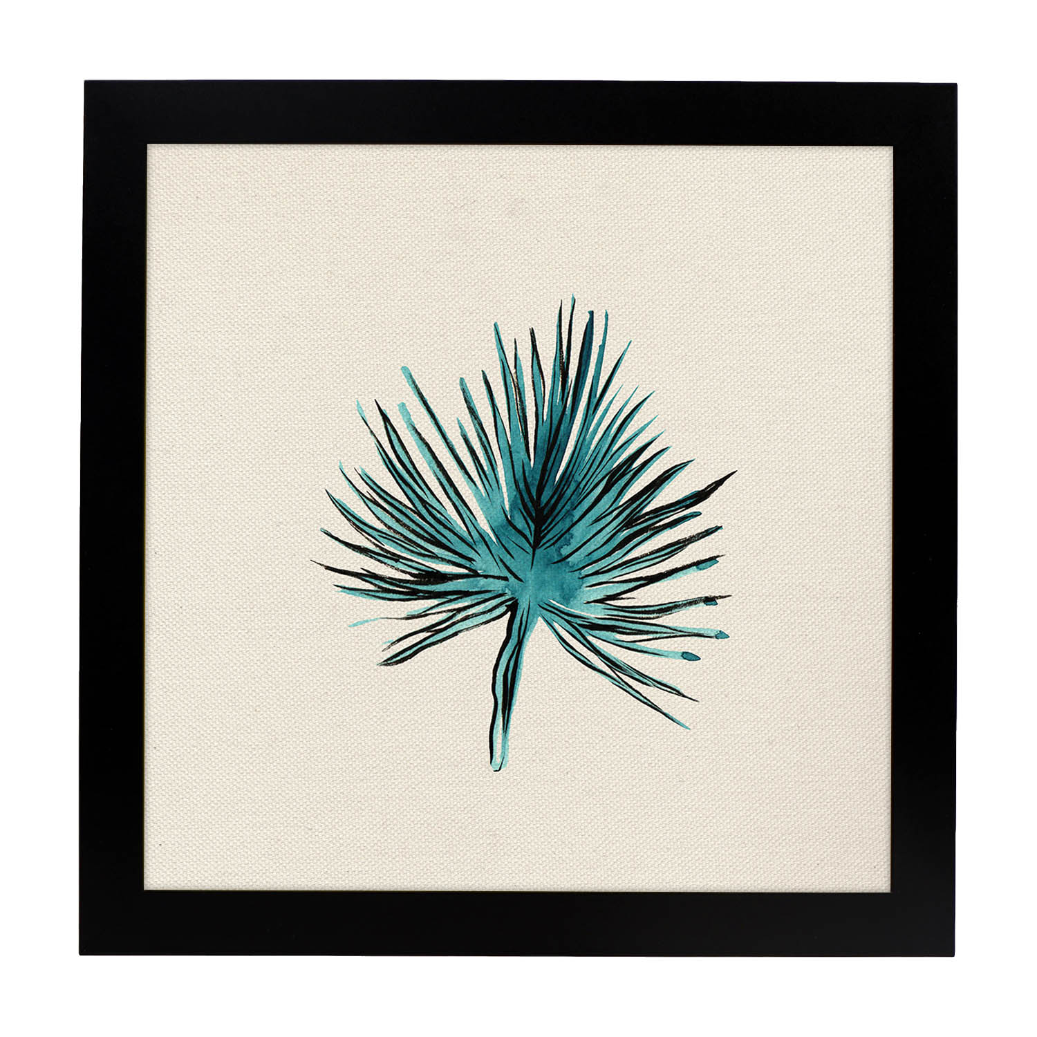 Poster de flores y naturaleza. Lámina cuadrada Azul verdoso, ilustrada con dibujos a color.-Artwork-Nacnic-25x25 cm-Marco Negro-Nacnic Estudio SL